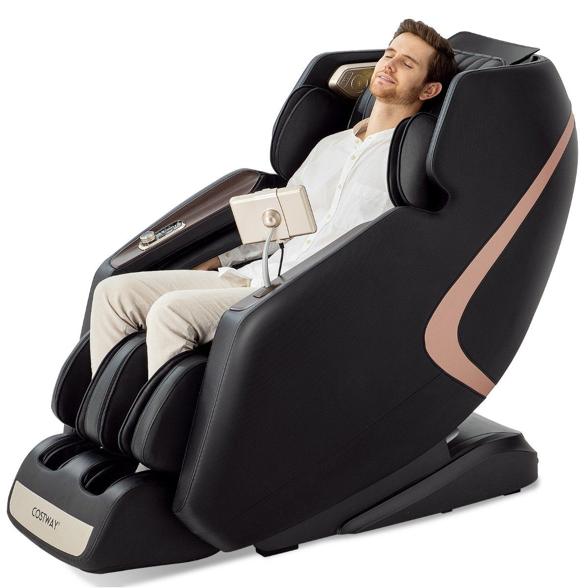 Full Body 3D Massage Recliner Chair with Double SL Track and 12 Auto Mode - Black - ChairwayUKMassage ChairJL10013GB - BKFull Body 3D Massage Chair