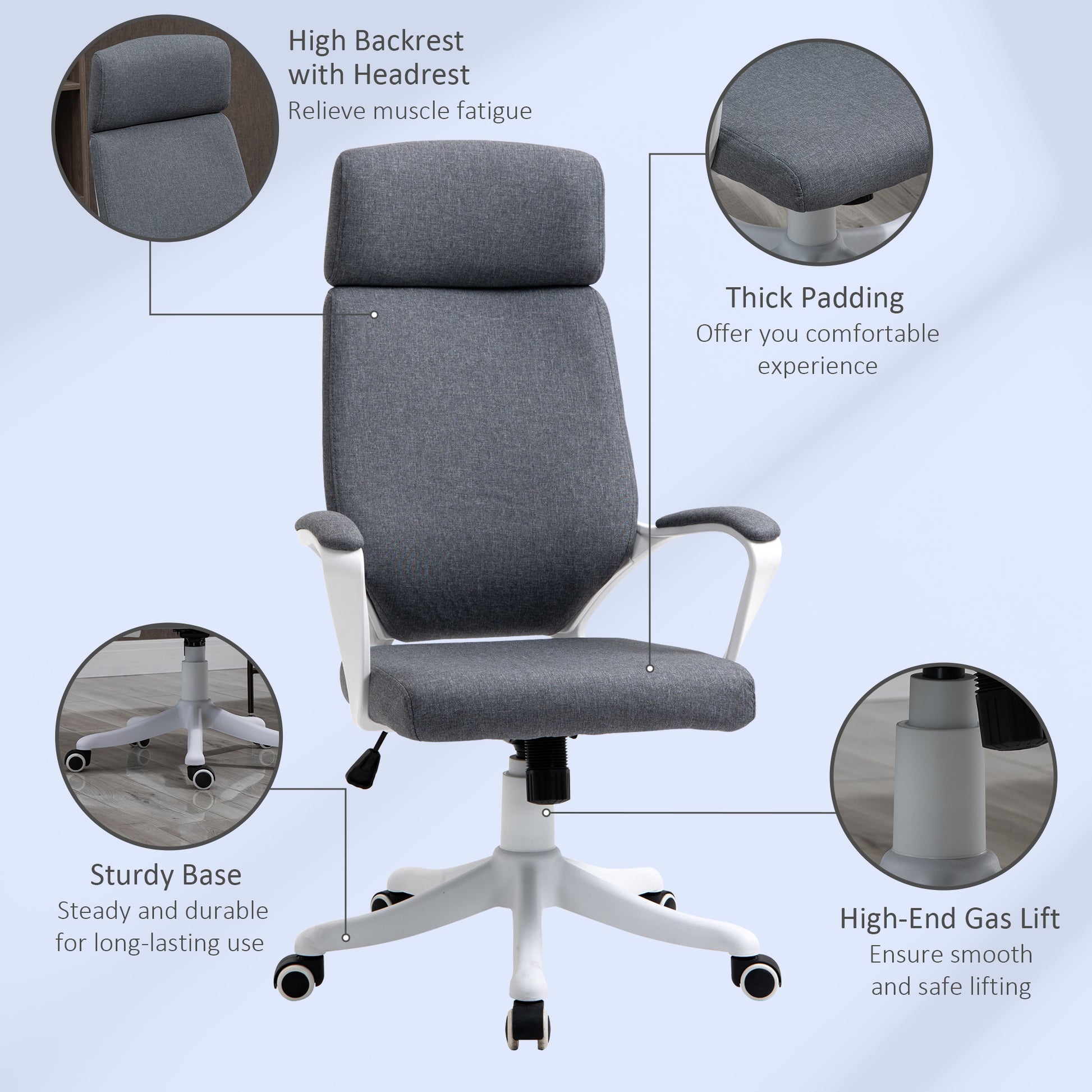 Image for Vinsetto Office Chair High Back 360° Swivel Task Chair Ergonomic Desk Chair with Lumbar Back Support, Adjustable Height