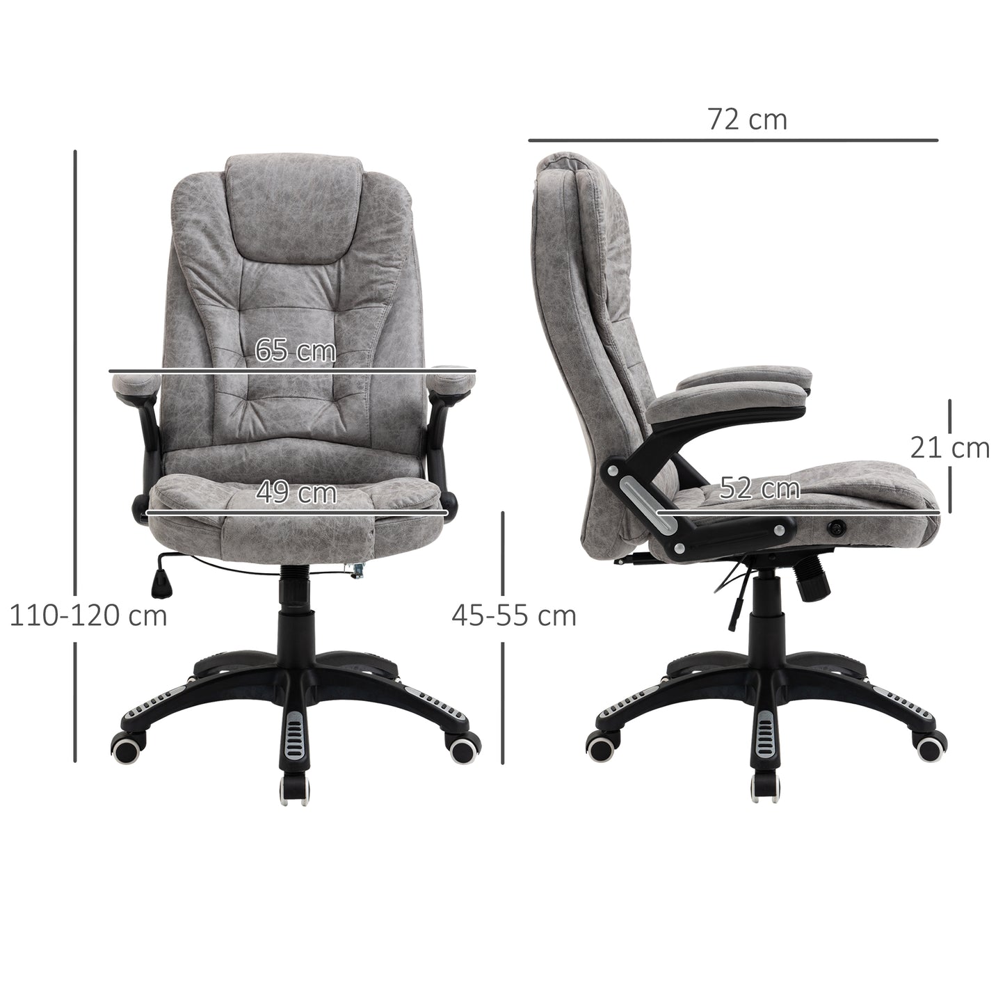 Image for Vinsetto Ergonomic Office Chair Comfortable Desk Chair with Armrests Adjustable Height Reclining and Tilt Function Grey