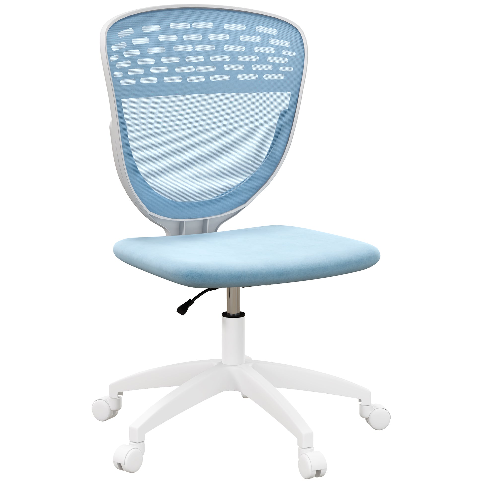 Image for Vinsetto Armless Desk Chair, Mesh Office Chair, Height Adjustable with Swivel Wheels, Blue