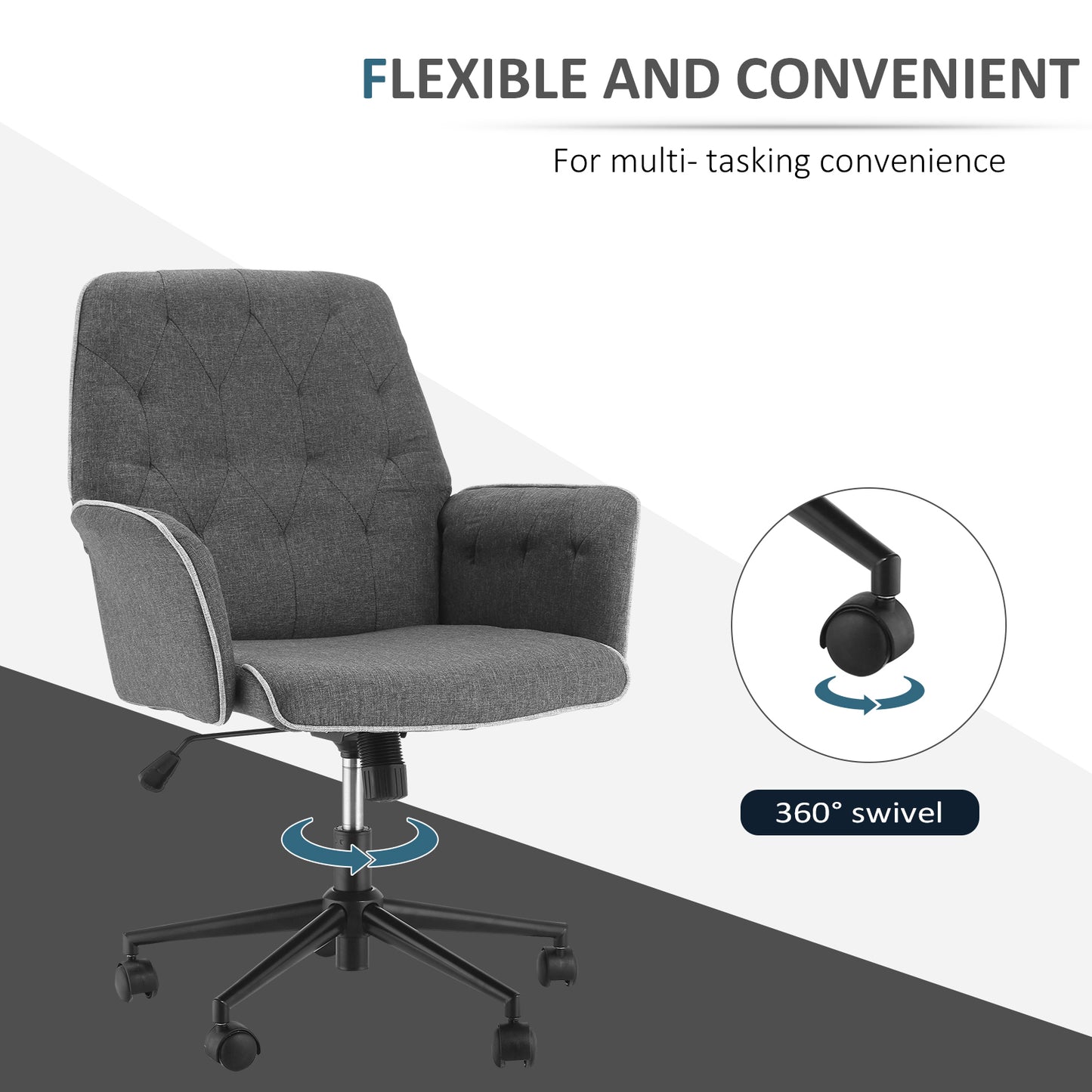 Homcom Swivel Chair - Computer Desk Mid Chair | ChairwayUK