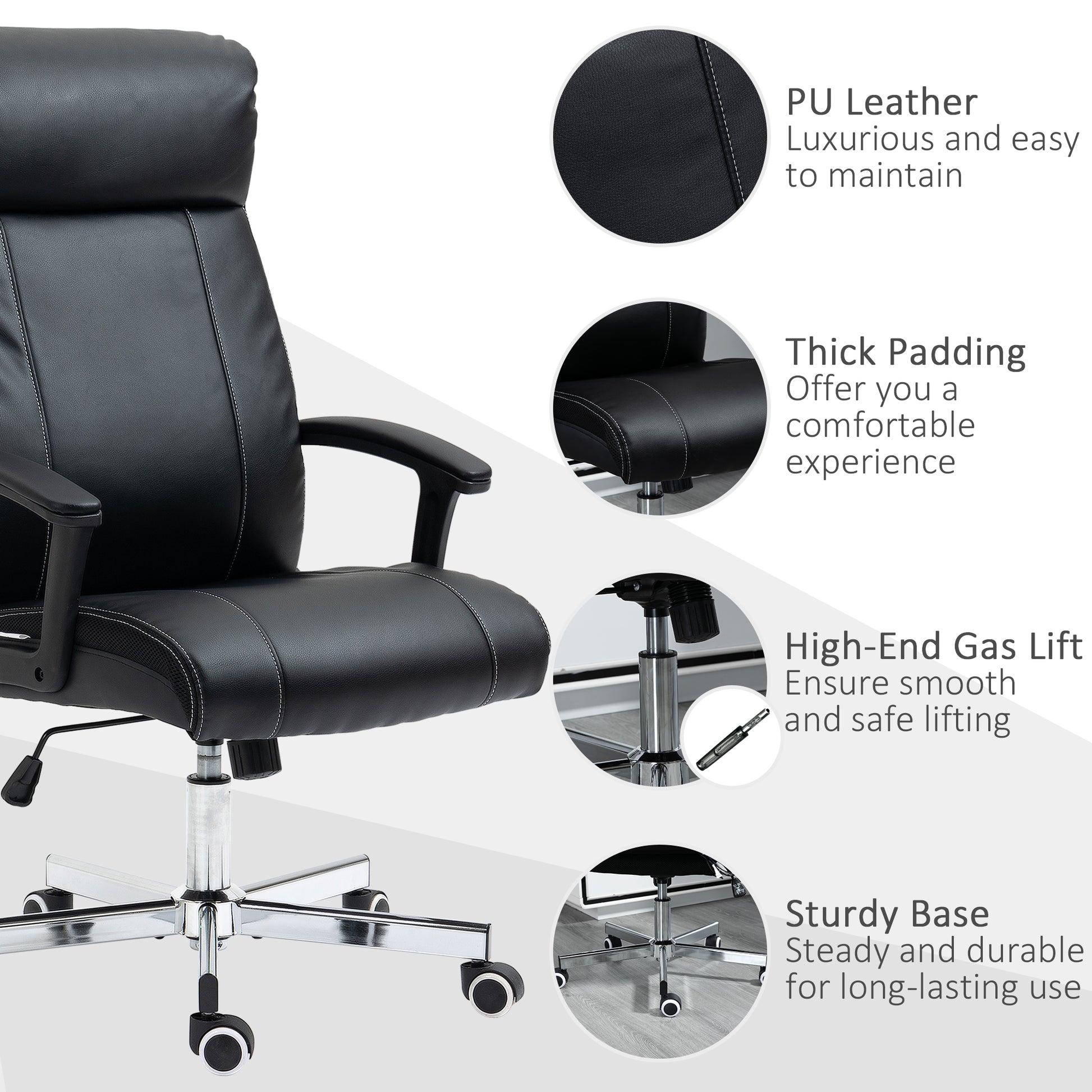 Image for Vinsetto Massage Office Chair, High-Back VibrationComputer Chair with Tilt Function, Remote Control and Adjustable Height, Black