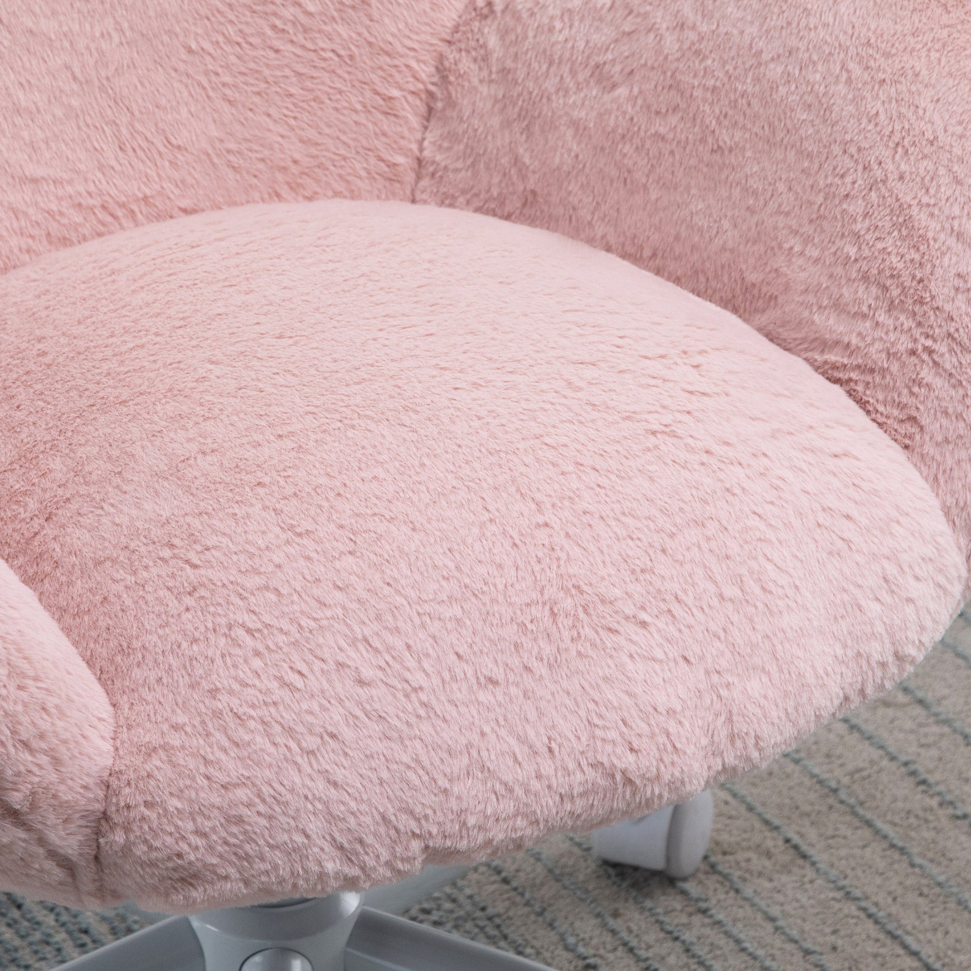 Image for HOMCOM Fluffy Leisure Chair Office Chair with Backrest and Armrest for Home Bedroom Living Room with Wheels Pink