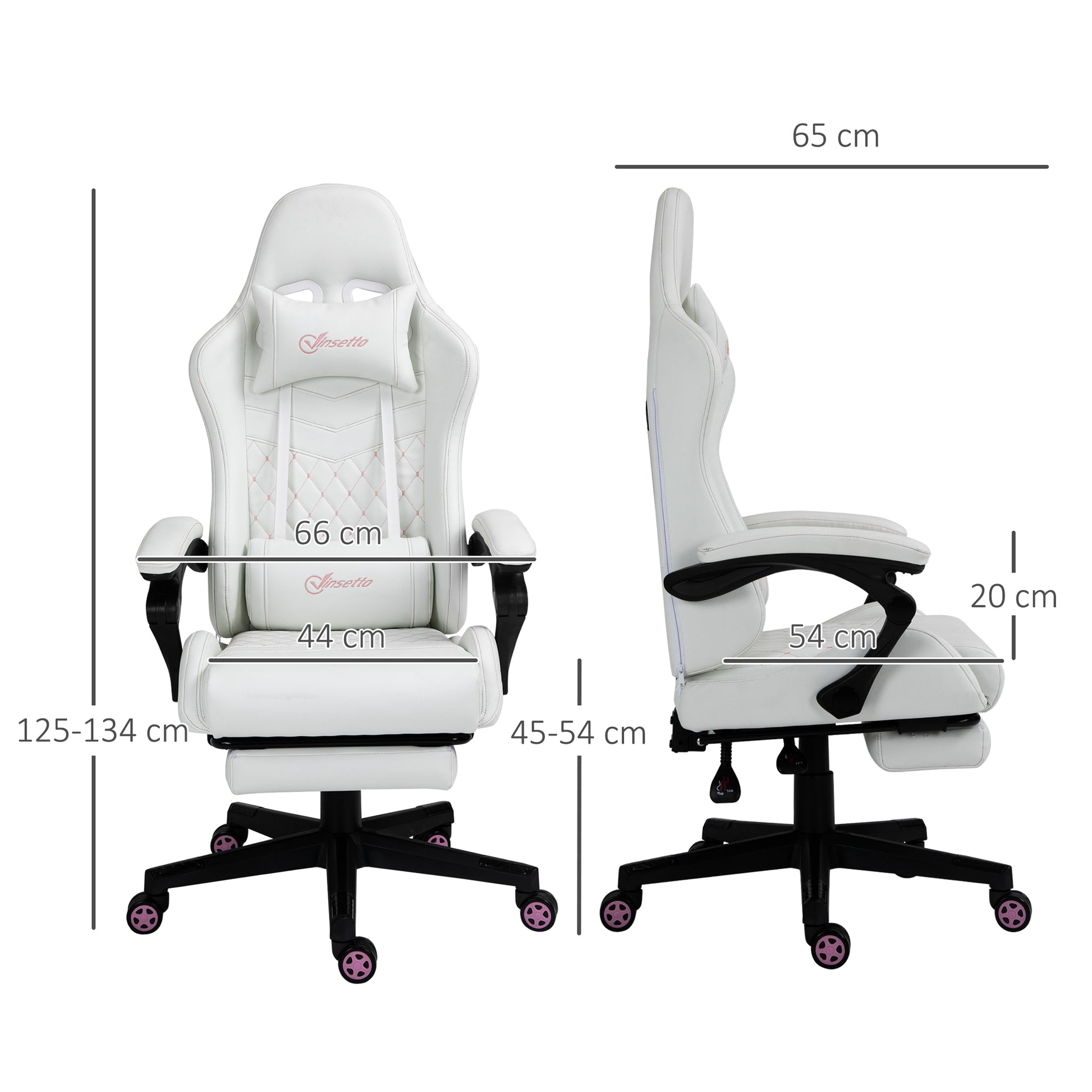 Image for Vinsetto Racing Gaming Chair with Swivel Wheel, Footrest, PU Leather Recliner Gamer Desk for Home Office, White