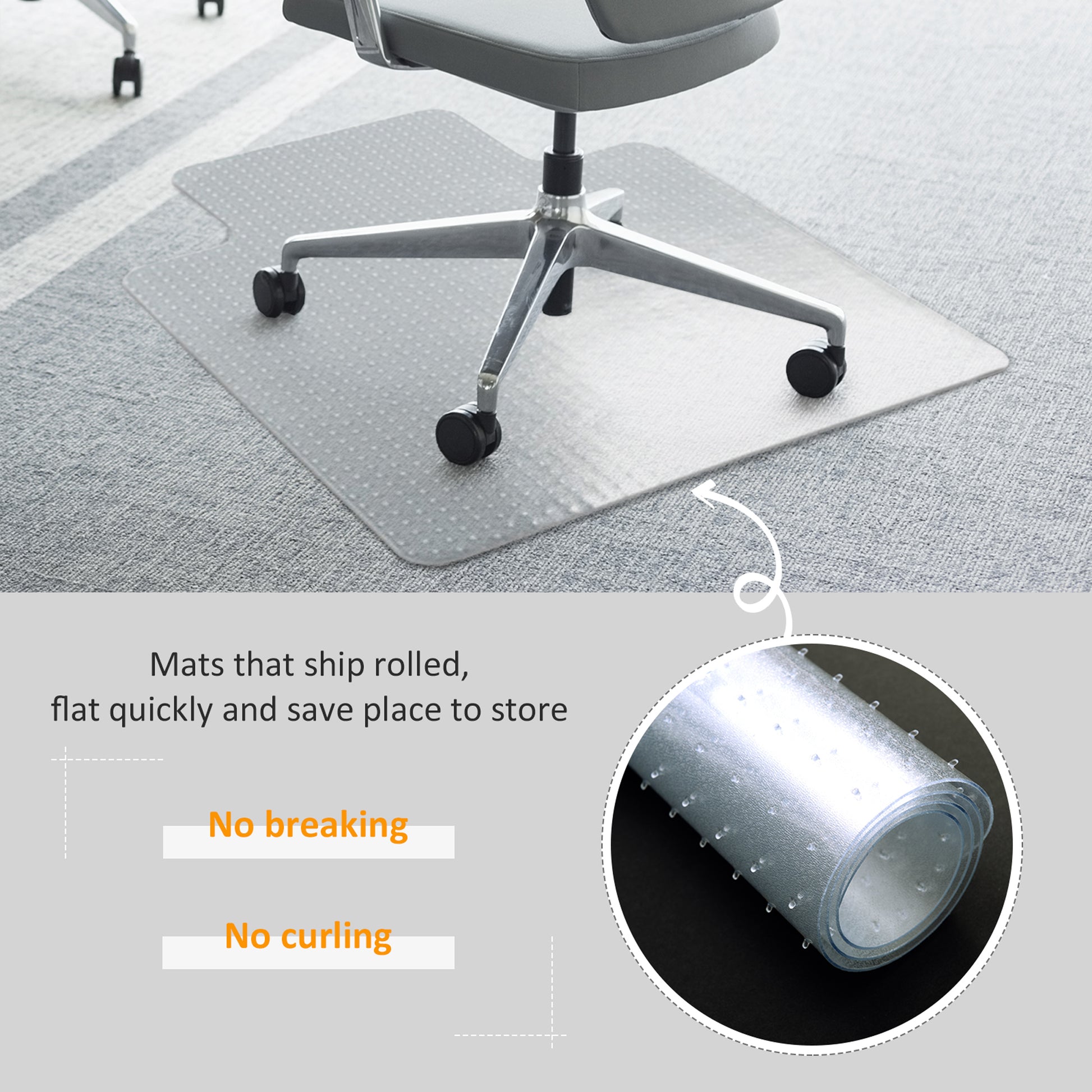 Homcom Office Carpet Protector - Lipped Shaped Chair Mat | ChairwayUK