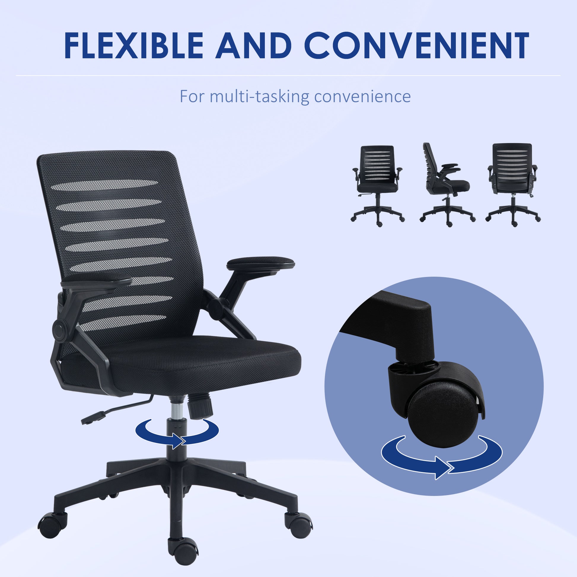 Image for Vinsetto Mesh Office Chair, Swivel Task Computer Chair for Home with Lumbar Support