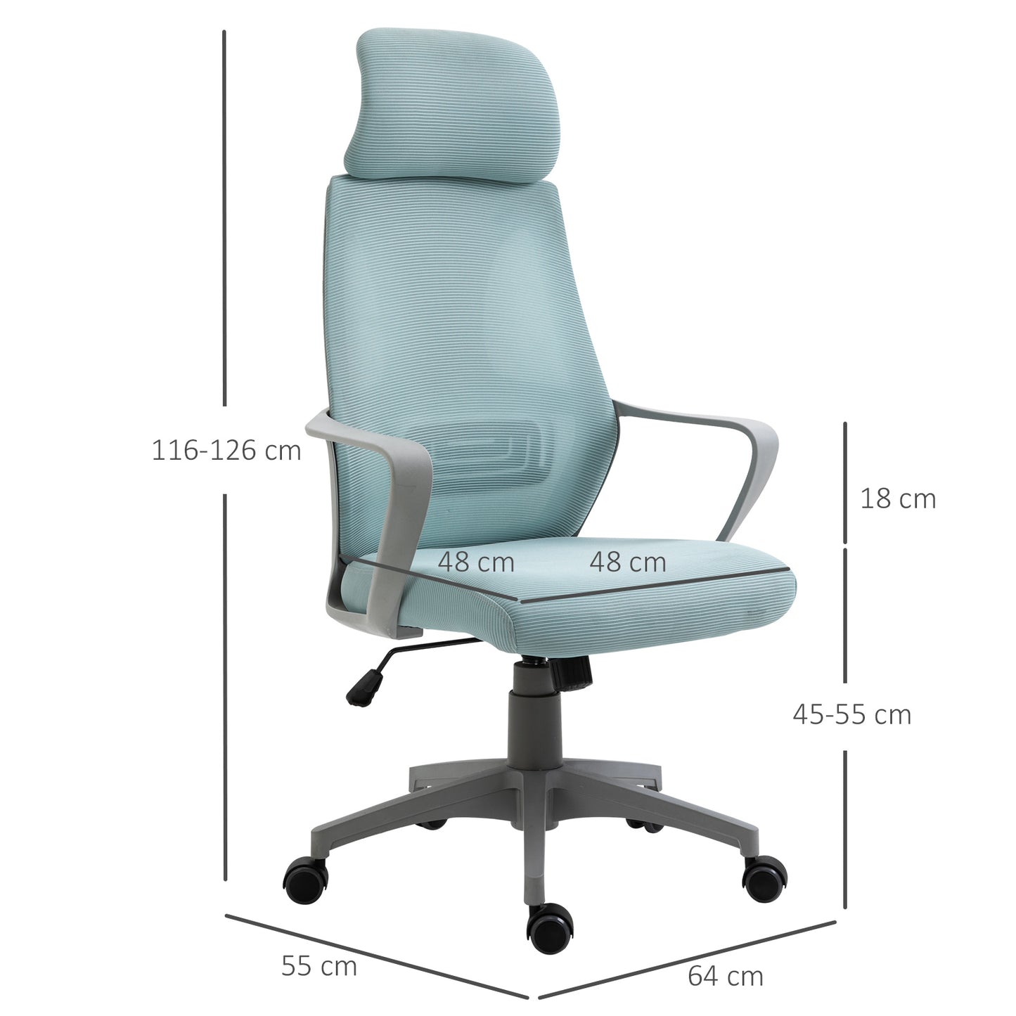 Image for Vinsetto Ergonomic Office Chair w/ Wheel, High Mesh Back, Adjustable Height Home Office Chair - Blue