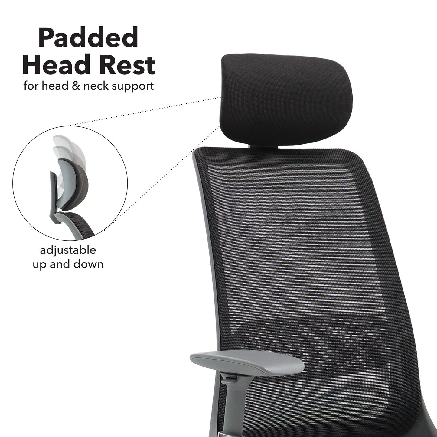 Holden mesh back operator chair with black fabric seat and headrest - ChairwayUKOperator ChairHOL300T1 - KHolden mesh back operator chair with black fabric seat and headrest