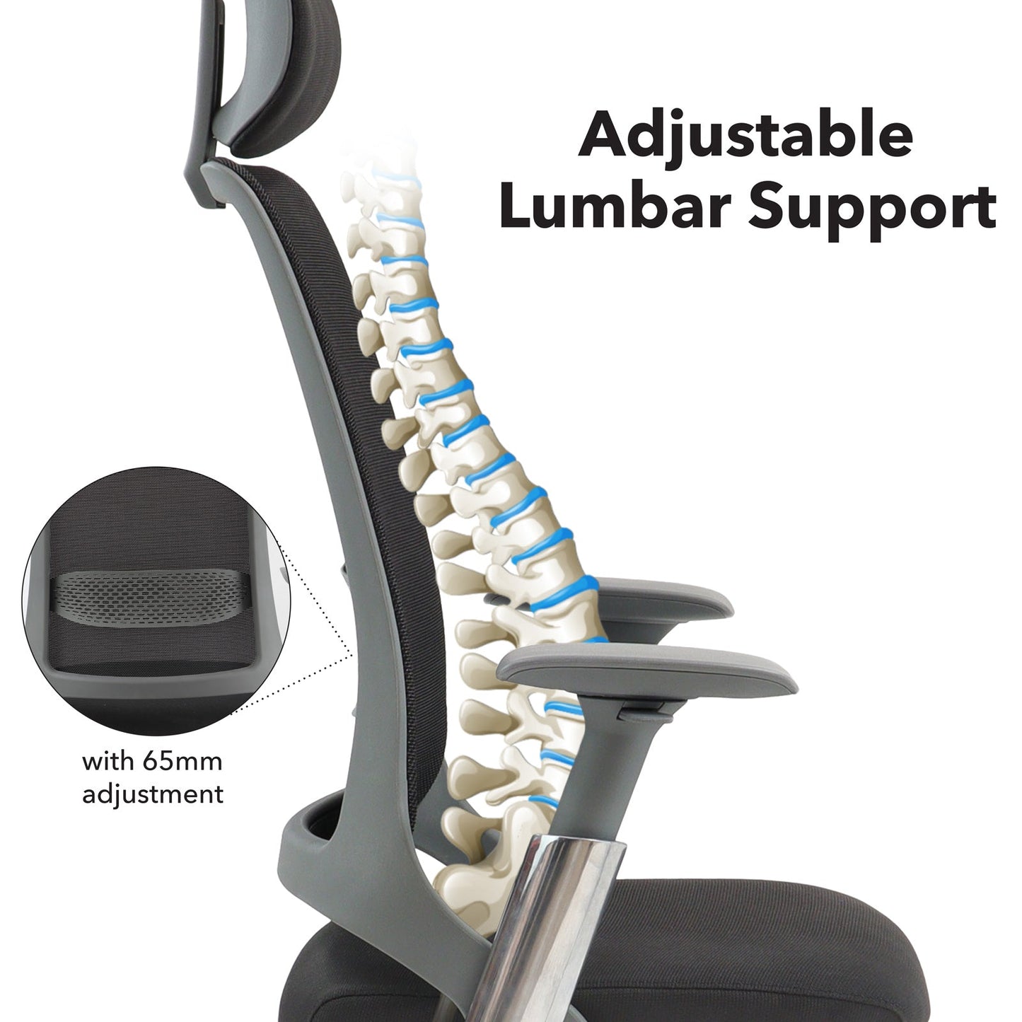 Holden mesh back operator chair with black fabric seat and headrest - ChairwayUKOperator ChairHOL300T1 - KHolden mesh back operator chair with black fabric seat and headrest