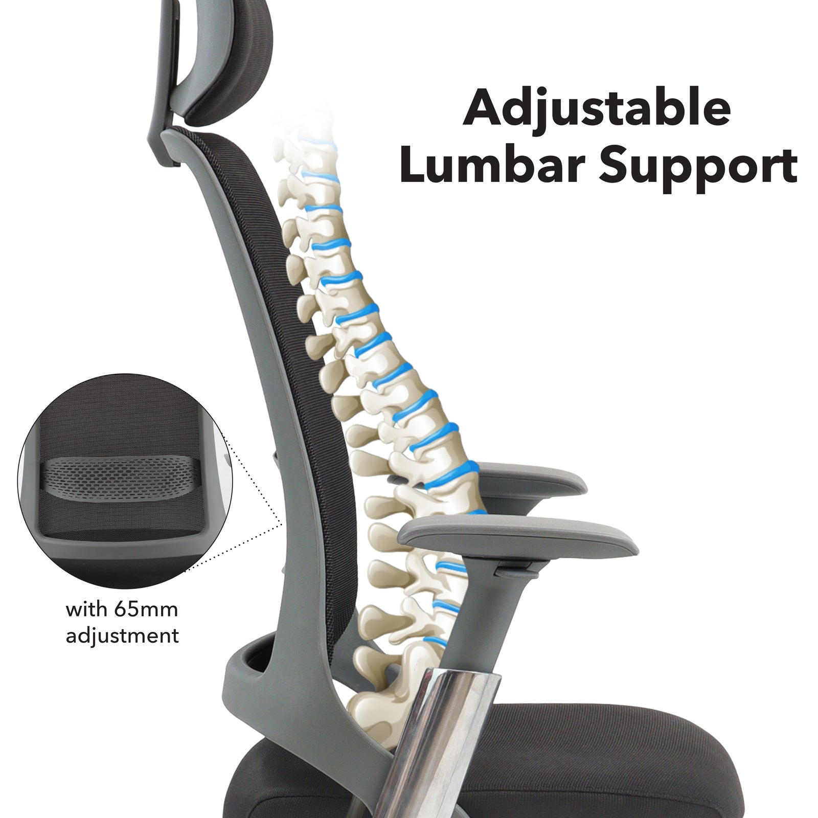 Holden mesh back operator chair with black fabric seat and headrest - ChairwayUKOperator ChairHOL300T1 - KHolden mesh back operator chair with black fabric seat and headrest