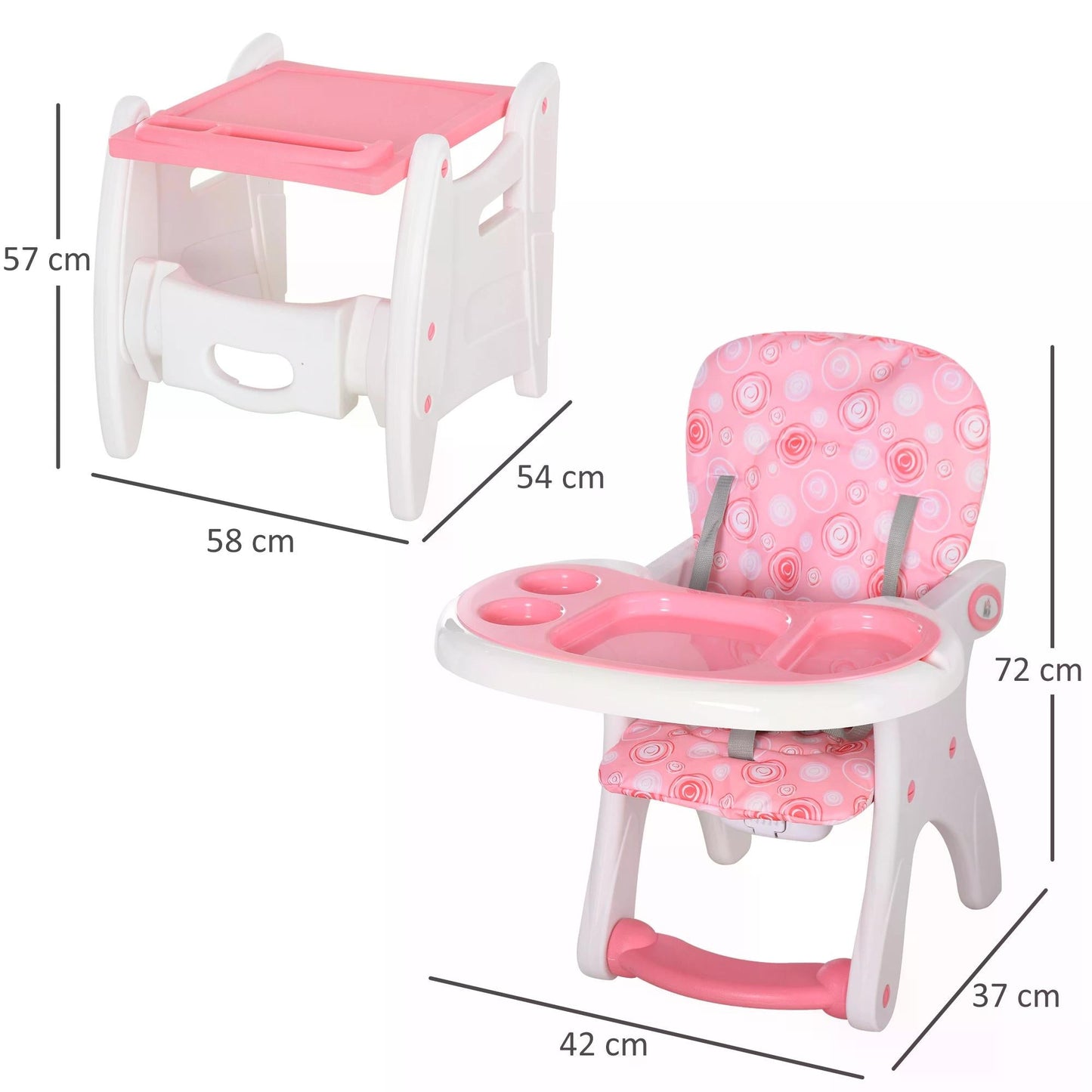 HOMCOM HDPE 3 - in - 1 Baby Booster High Chair Pink - ChairwayUKBaby Chair420 - 008pkHOMCOM HDPE 3 - in - 1 Baby Booster High Chair Pink