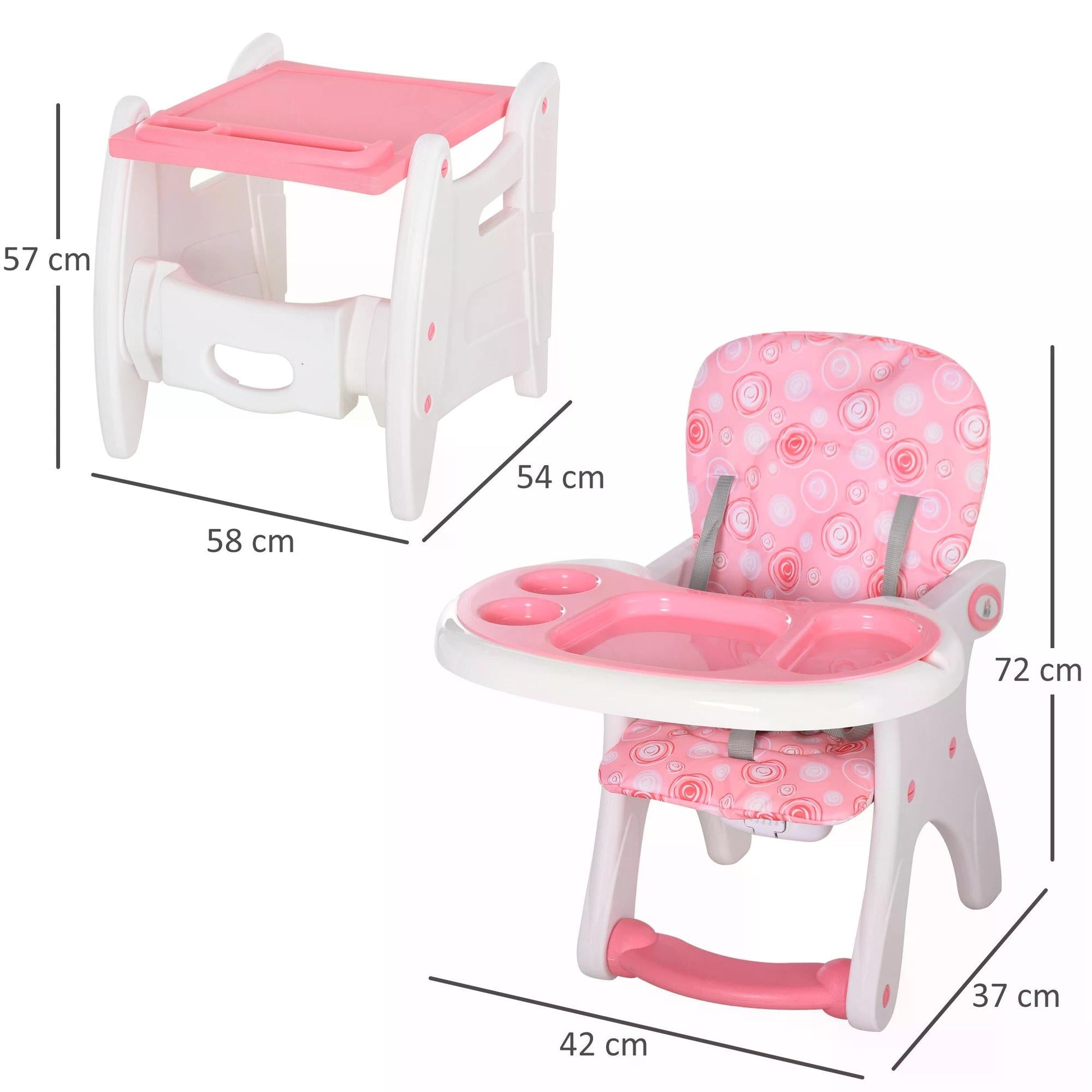 HOMCOM HDPE 3 - in - 1 Baby Booster High Chair Pink - ChairwayUKBaby Chair420 - 008pkHOMCOM HDPE 3 - in - 1 Baby Booster High Chair Pink