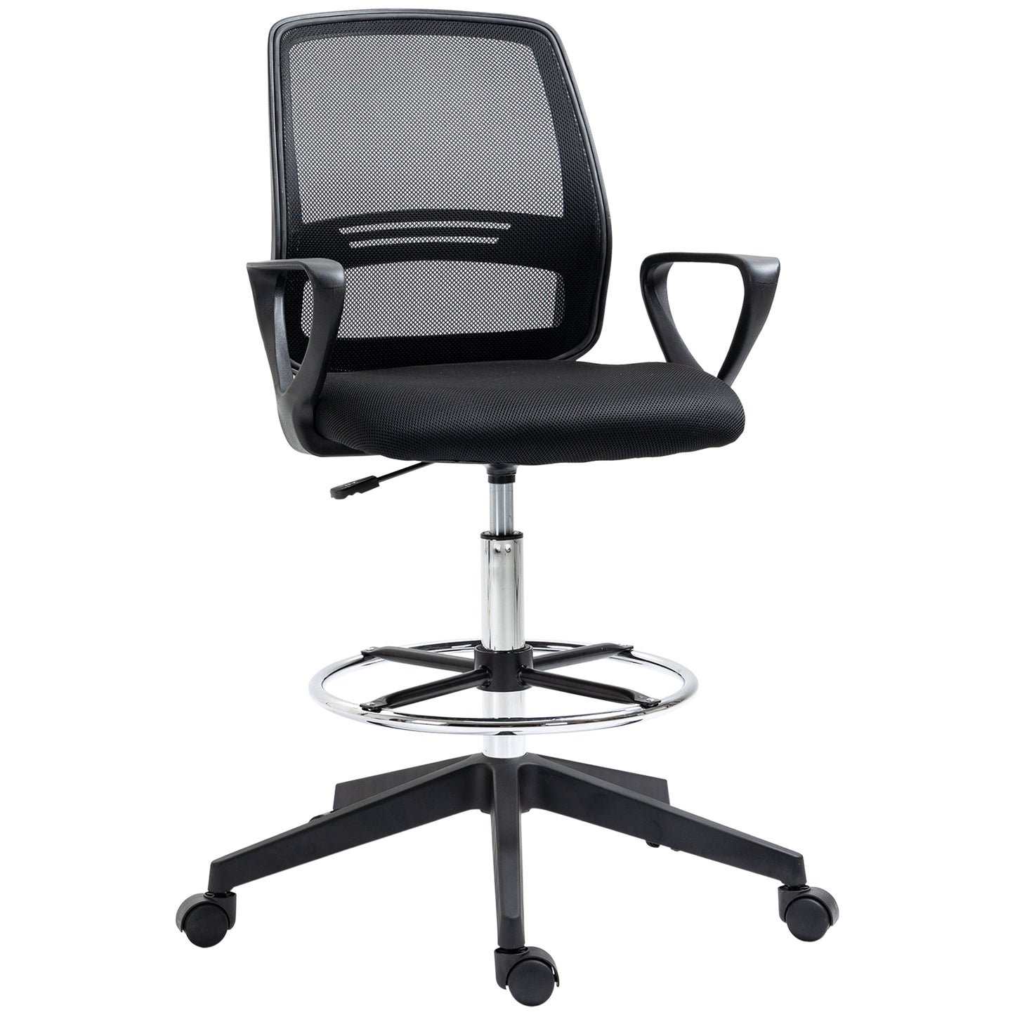 Image for Vinsetto Ergonomic Mesh Back Drafting Chair Tall Office Chair with Adjustable Height and Footrest 360° Swivel