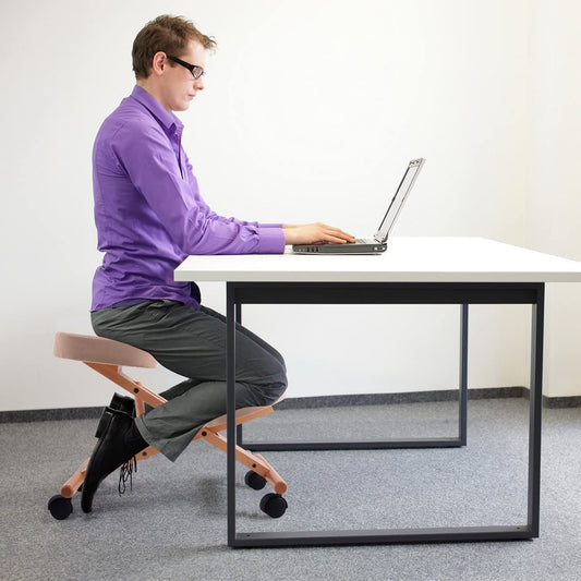 Wooden Orthopaedic Kneeling with Customizable Comfort: Height-adjustable frame (500 mm - 730 mm) for personalized seating.
