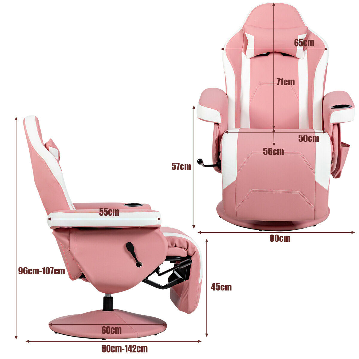 Electric Massage Gaming Chair with Cup Holder and Side Pouch - ChairwayUK