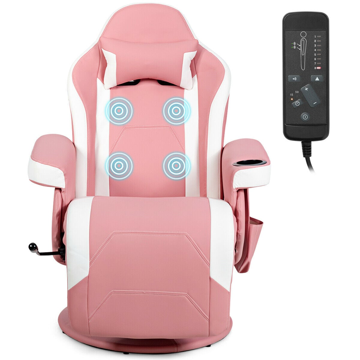Electric Massage Gaming Chair with Cup Holder and Side Pouch - ChairwayUK