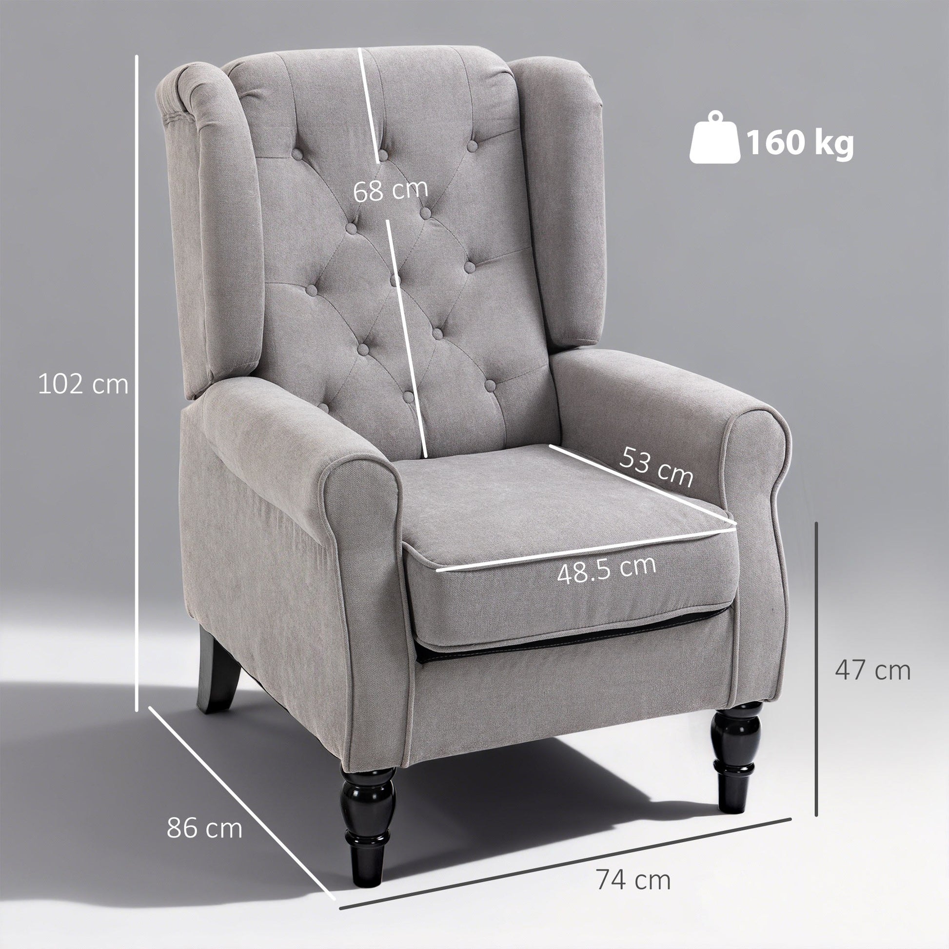 HOMCOM Retro Accent Chair, Wingback Armchair with Wood Frame Button Tufted Design for Living Room Bedroom - ChairwayUK