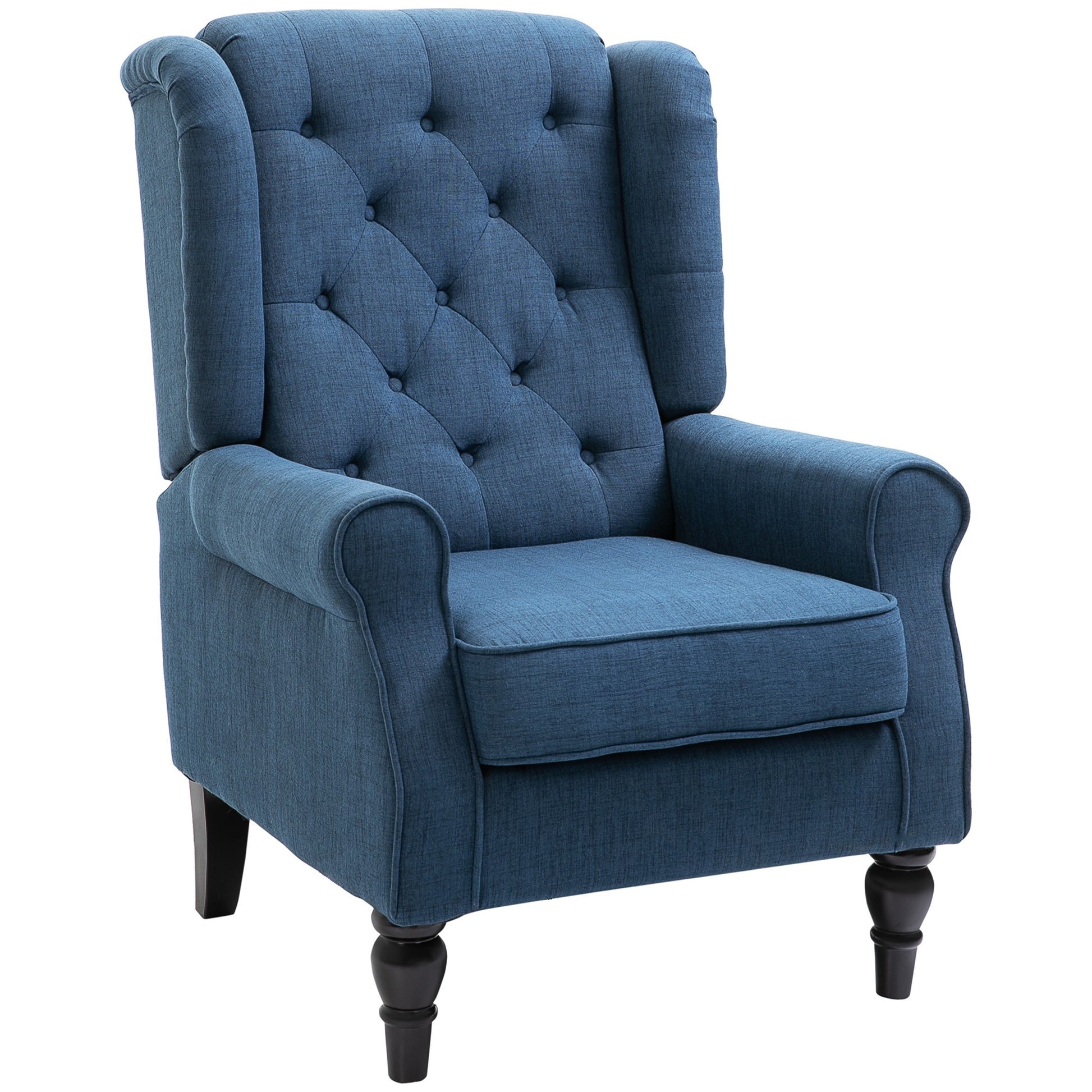 HOMCOM Retro Accent Chair, Wingback Armchair with Wood Frame Button Tufted Design for Living Room Bedroom - ChairwayUK