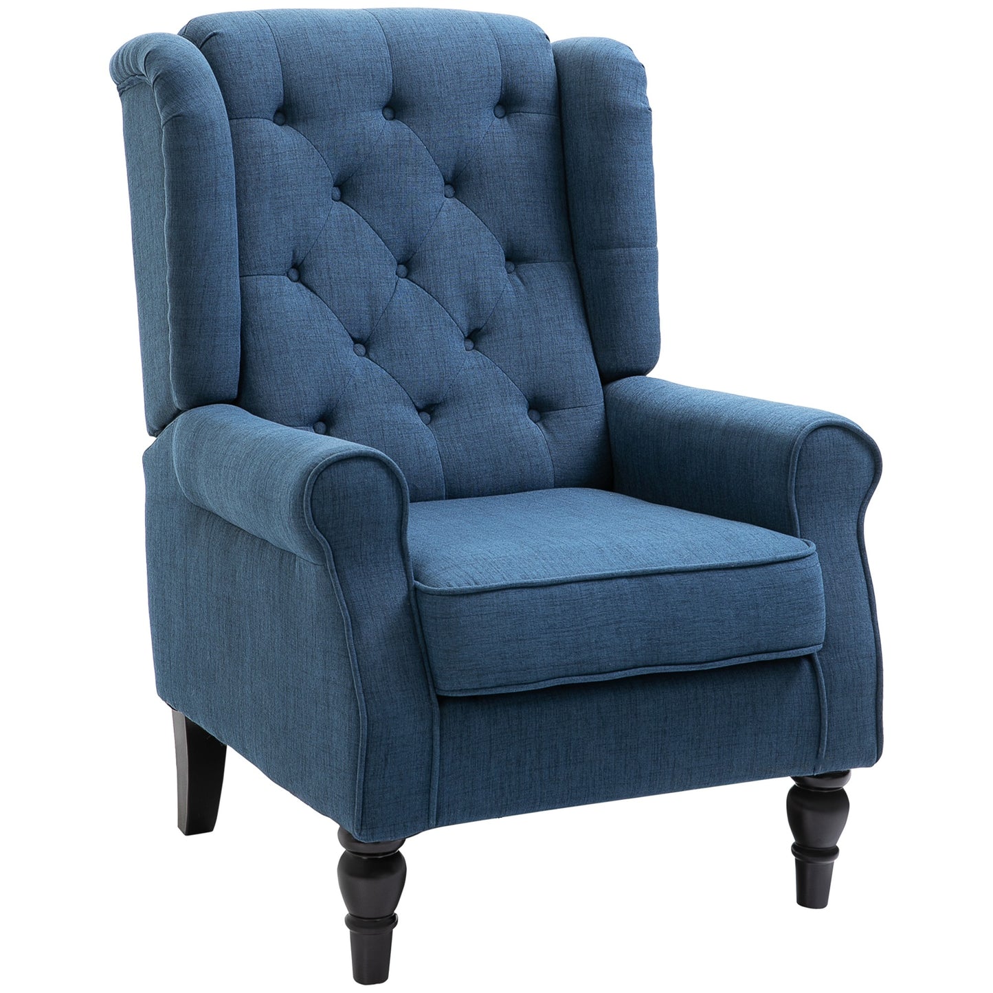 HOMCOM Retro Accent Chair, Wingback Armchair with Wood Frame Button Tufted Design for Living Room Bedroom - ChairwayUK