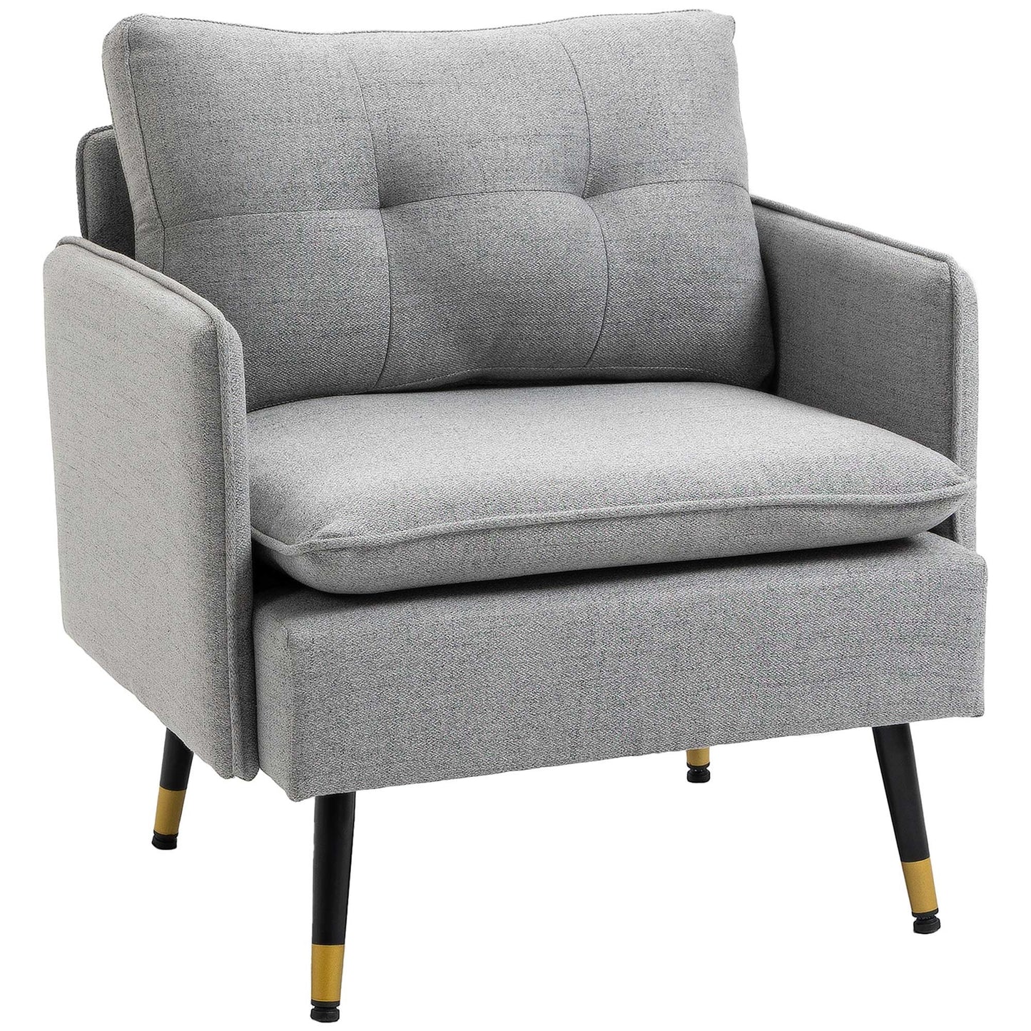 Modern Accent Chair, Upholstered Button Tufted Occasional Chair for Living Room and Bedroom, Grey - ChairwayUK