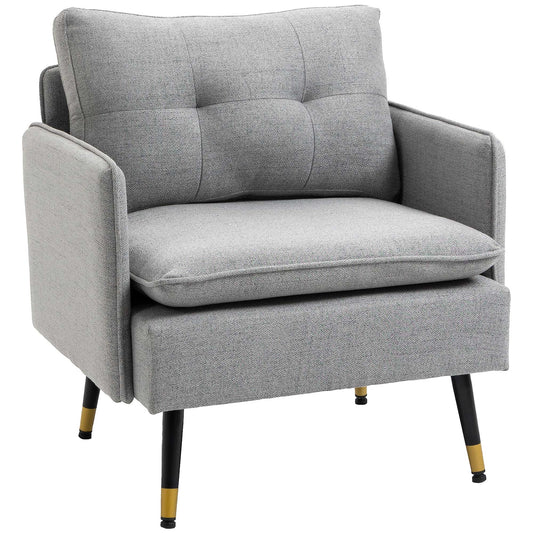 Modern Accent Chair, Upholstered Button Tufted Occasional Chair for Living Room and Bedroom, Grey - ChairwayUK
