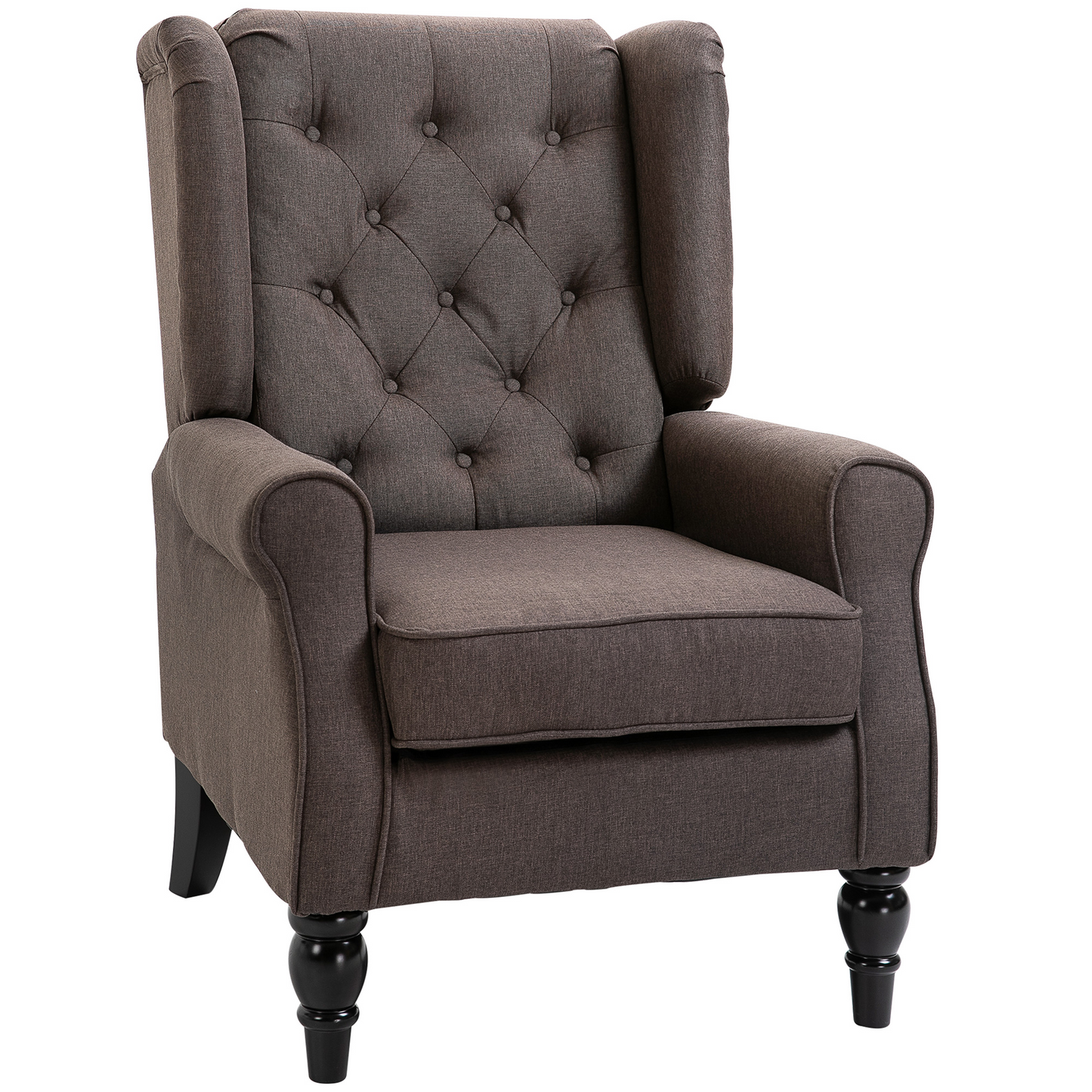 HOMCOM Retro Accent Chair, Wingback Armchair with Wood Frame Button Tufted Design for Living Room Bedroom - ChairwayUK