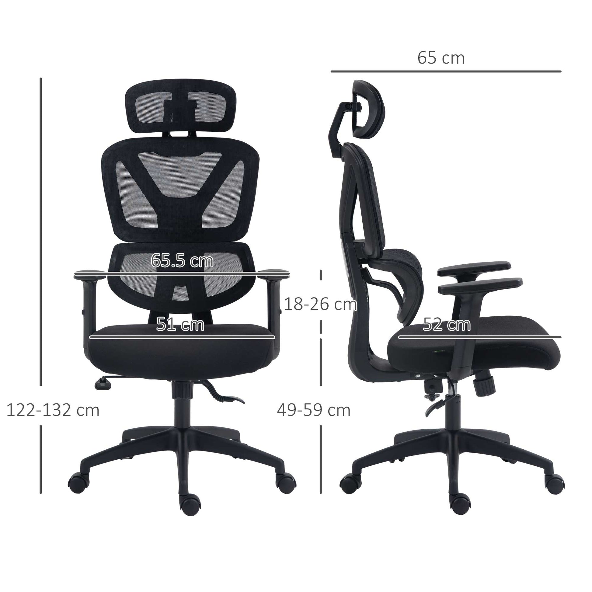 Image for Vinsetto Mesh Office Chair, Height Adjustable Desk Chair with Lumbar Support, Swivel Wheels and Adjustable Headrest, Black