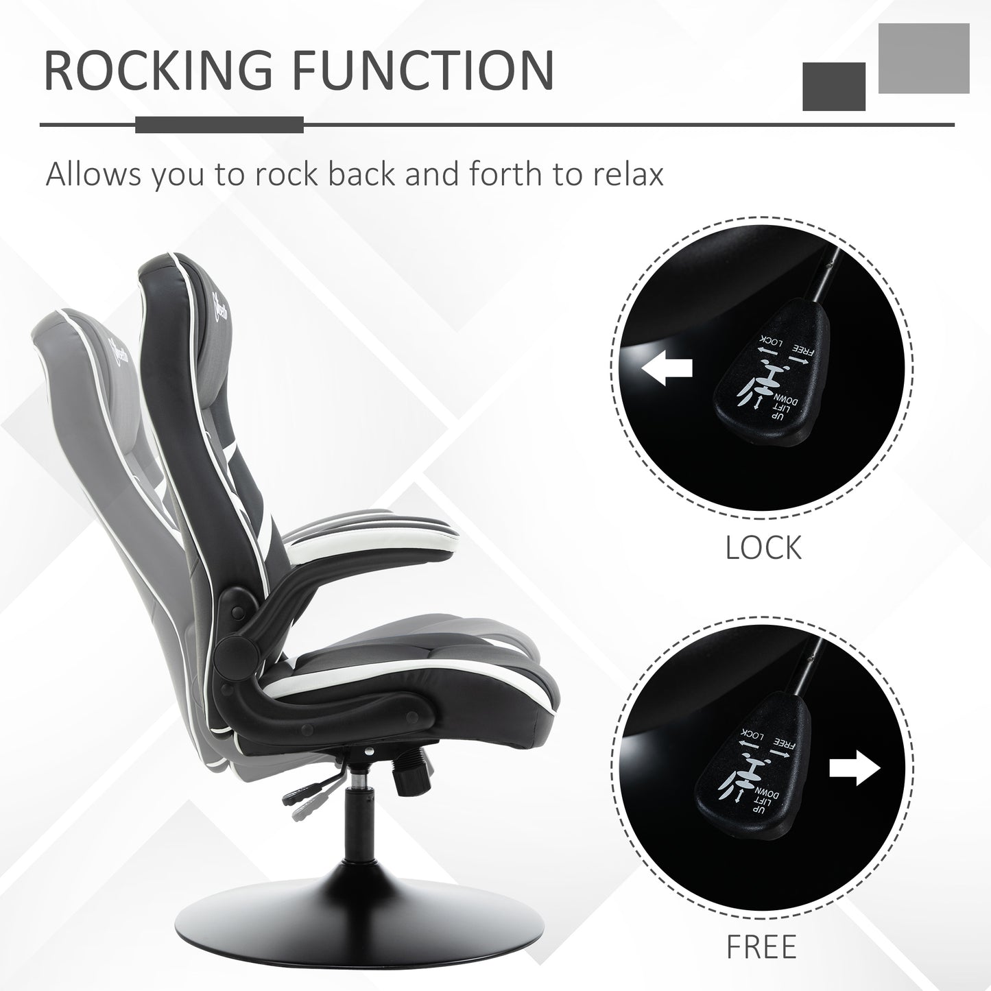 Image for Vinsetto Gaming Chair Ergonomic Computer Chair Home Office Desk Swivel Chair w/ Adjustable Height Pedestal Base PVC Leather, Black & White