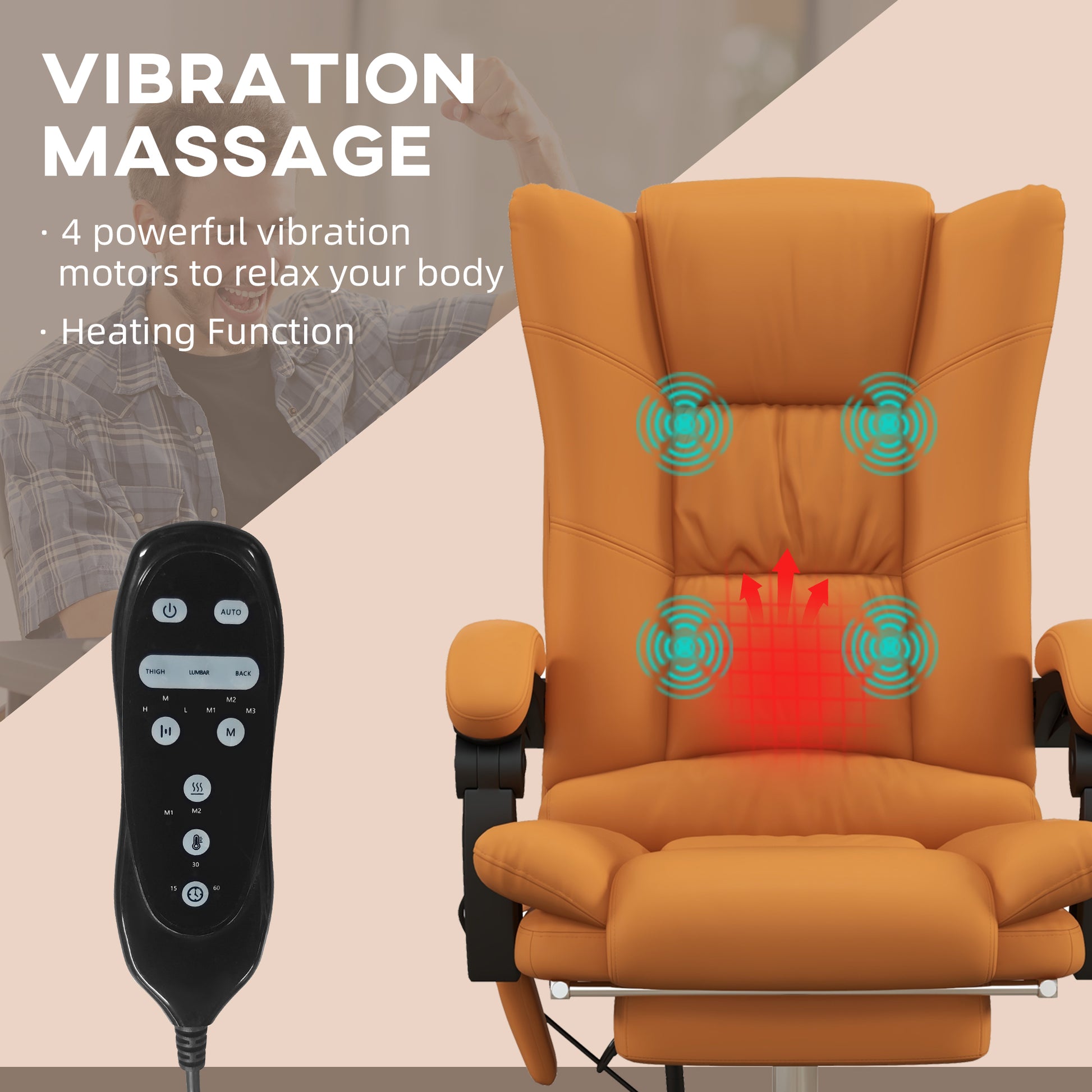 Massage Office Chair with Heat - Leather Computer Chair | Chairway.UK