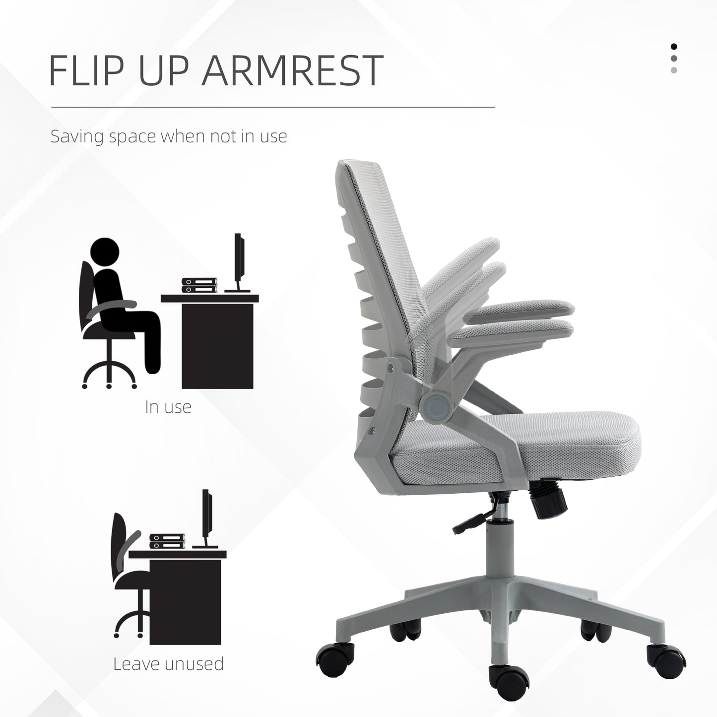 Image for Vinsetto Mesh Office Chair, Swivel Task Computer Chair for Home with Lumbar Support