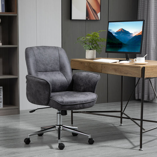 Image for Vinsetto Swivel Computer Office Chair Mid Back Desk Chair for Home Study Bedroom, Charcoal Grey