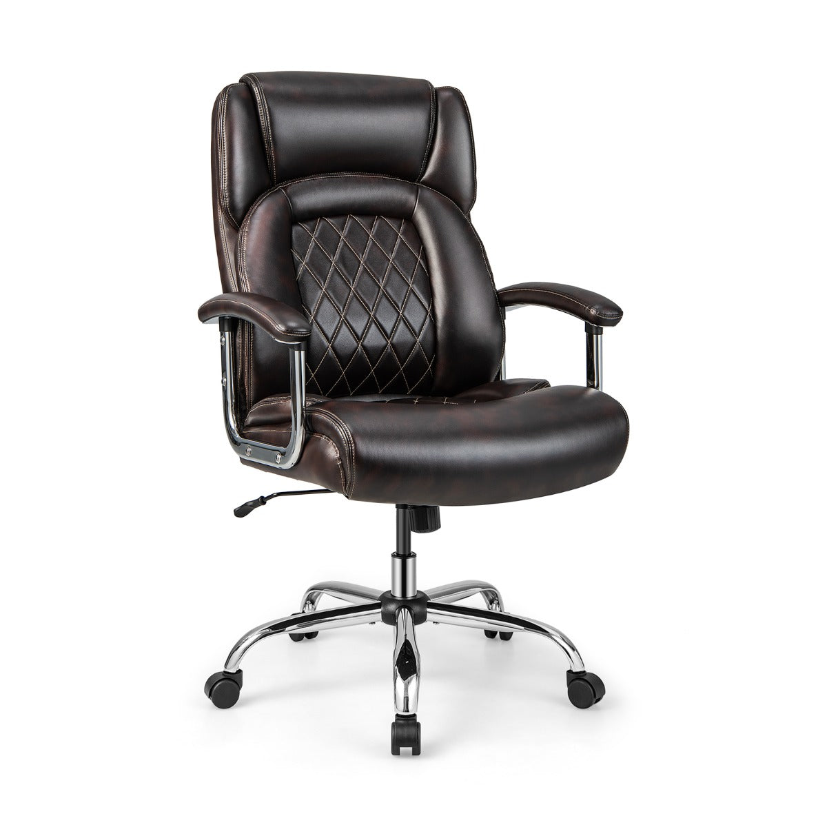 Rolling_Leather_Office_Chair_with_Rocking_Mode_Brown_Designed for big tall users  Supports up to 227kg
