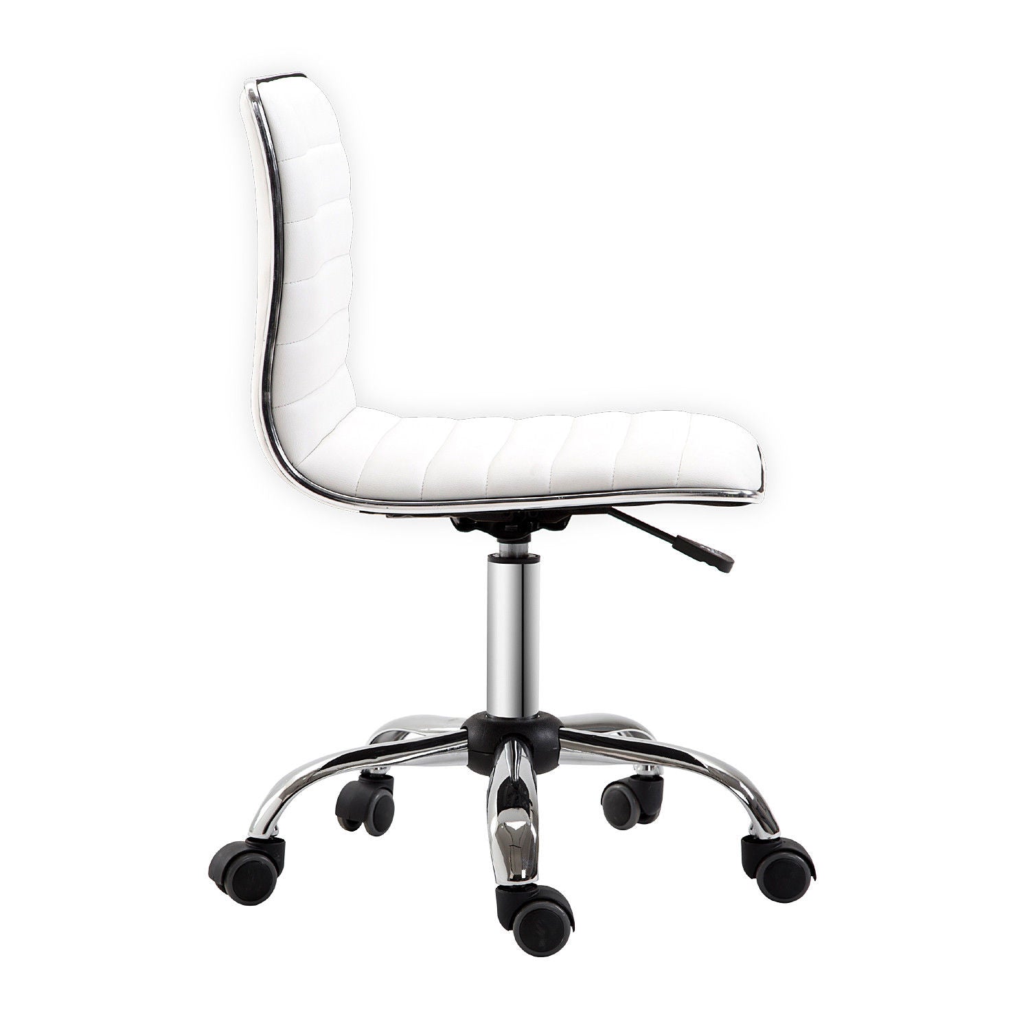 Image for HOMCOM Adjustable Swivel Office Chair with Armless Mid-Back in PU Leather and Chrome Base - White