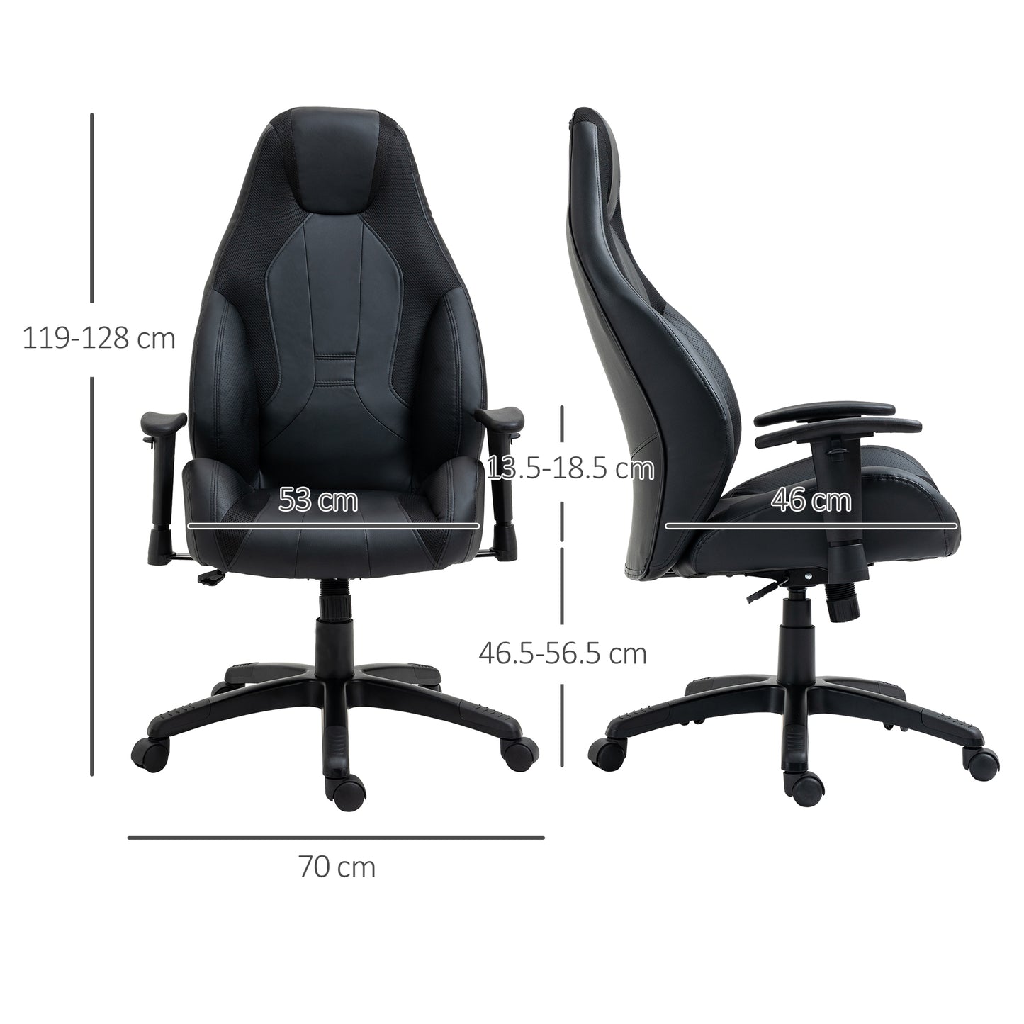 Image for Vinsetto High Back Executive Office Chair Mesh & Fuax Leather Gaming Gamer Chair with Swivel Wheels, Adjustable Height and Armrest, Black