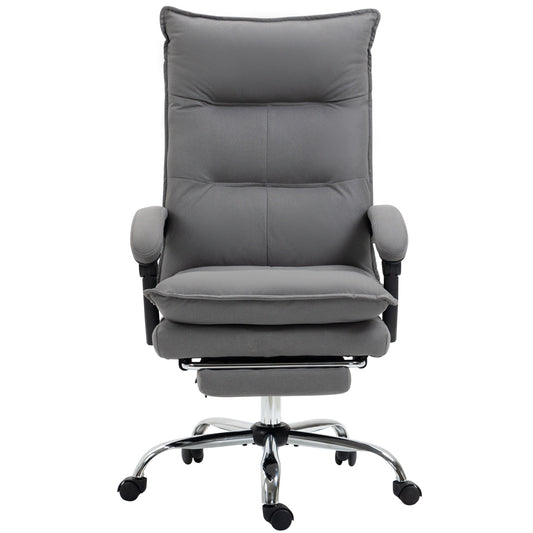 Image for Vinsetto Vibration Massage Office Chair with Heat, Microfibre Computer Chair with Footrest, Armrest, Double Padding, Reclining Back, Grey