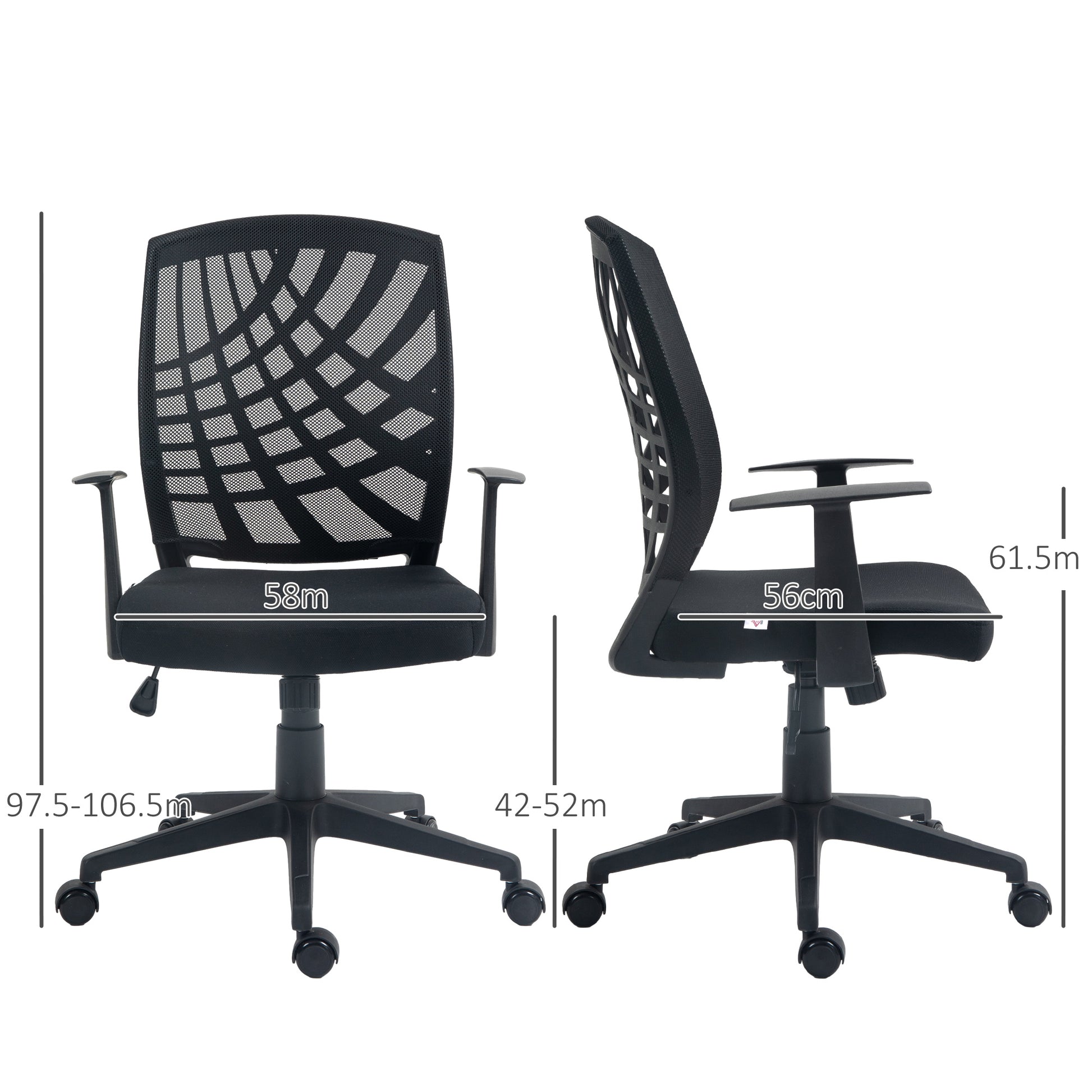 Image for HOMCOM Ergonomic Office Chair, Height Adjustable Mesh Chair, Desk Chair with Swivel Wheels for Home Office, Black