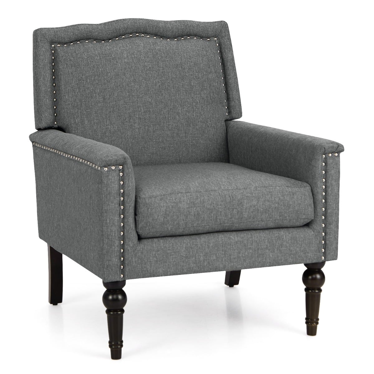 Mid-century Modern Armchair with Thick Cushion  Rubber Wood Legs Grey
for long-lasting comfort for reading, TV, or conversation