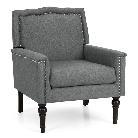 Mid-century Modern Armchair with Thick Cushion  Rubber Wood Legs Grey
for long-lasting comfort for reading, TV, or conversation