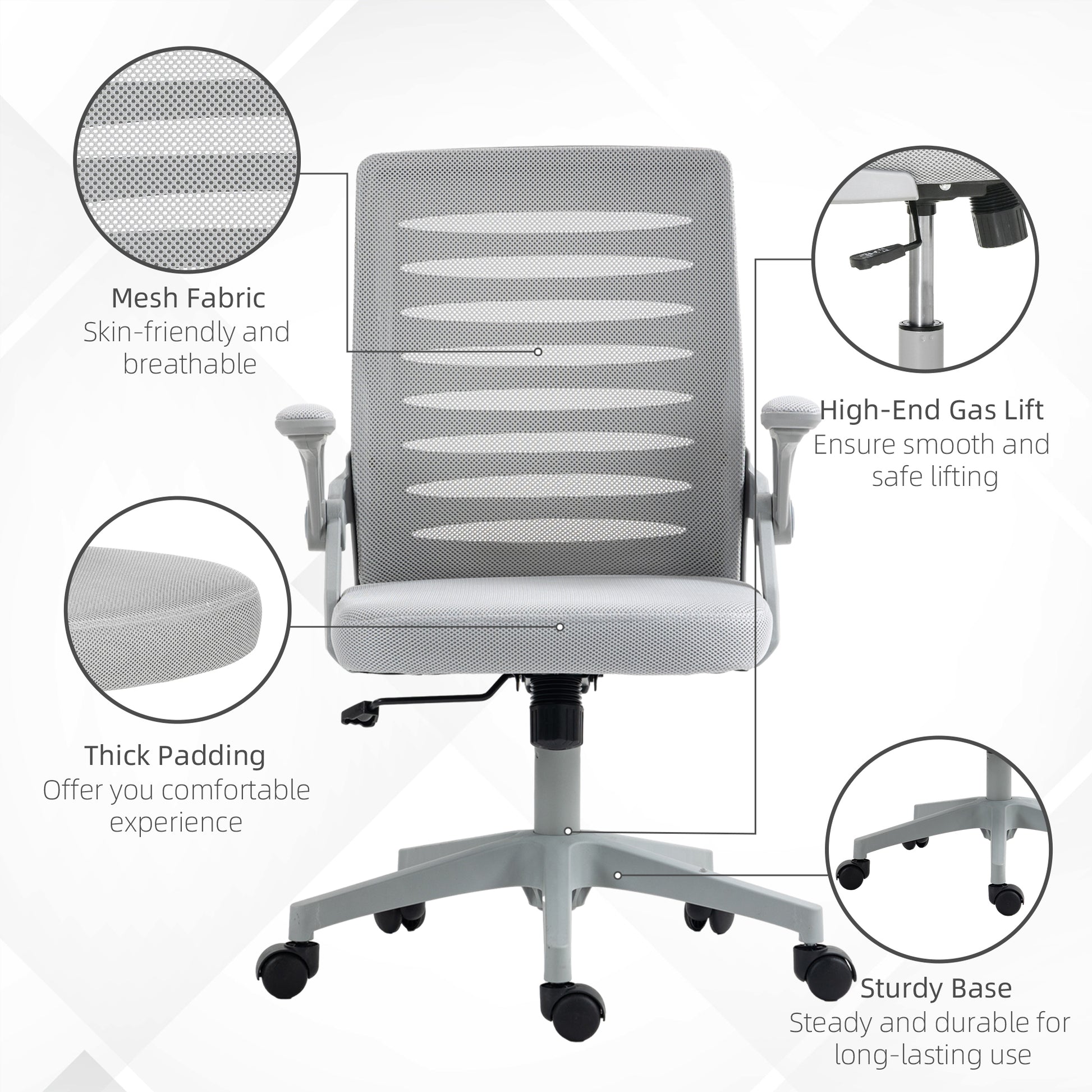 Image for Vinsetto Mesh Office Chair, Swivel Task Computer Chair for Home with Lumbar Support