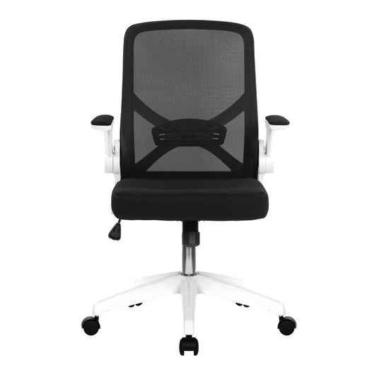 Nautilus Oyster - Folding Mesh Chair with Upholstered Folding Arms, White Shell and White Nylon Base - ChairwayUKOperator ChairBCM/K523/WH - BKNautilus Oyster - Folding Mesh Chair with Upholstered Folding Arms, White Shell and White Nylon Base