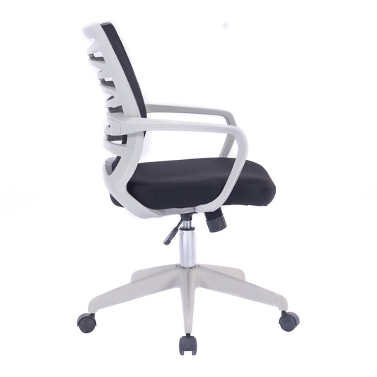 Nautilus Spyro - Designer Mesh Armchair with White Frame and Detailed Back Panelling - ChairwayUKOperator ChairBCM/K488/WH - BKNautilus Spyro - Designer Mesh Armchair with White Frame and Detailed Back Panelling