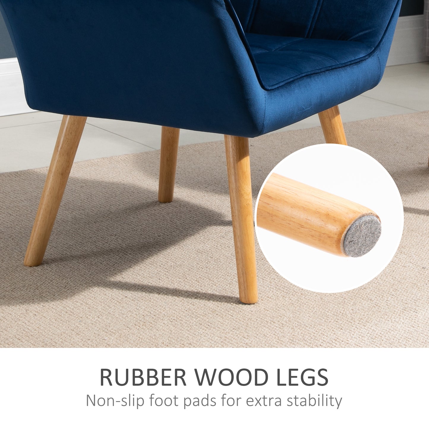 Armchair Accent Chair, Vanity Chair with Wide Arms, Slanted Back, Padding, Metal Frame, Wooden Legs, Home Bedroom Furniture Seating, Set of 2