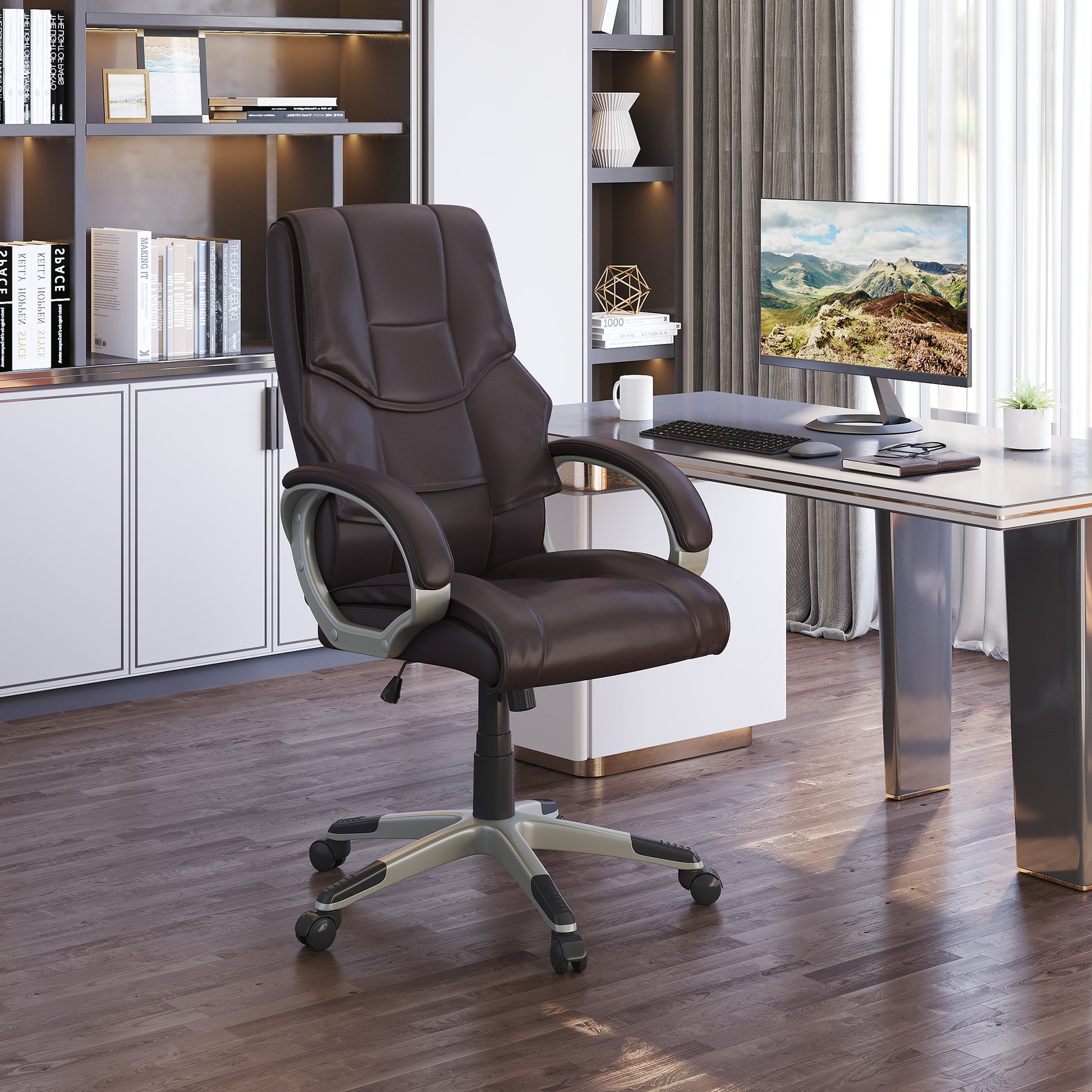 Homcom Office Chair - Desk Chair with Faux | ChairwayUK