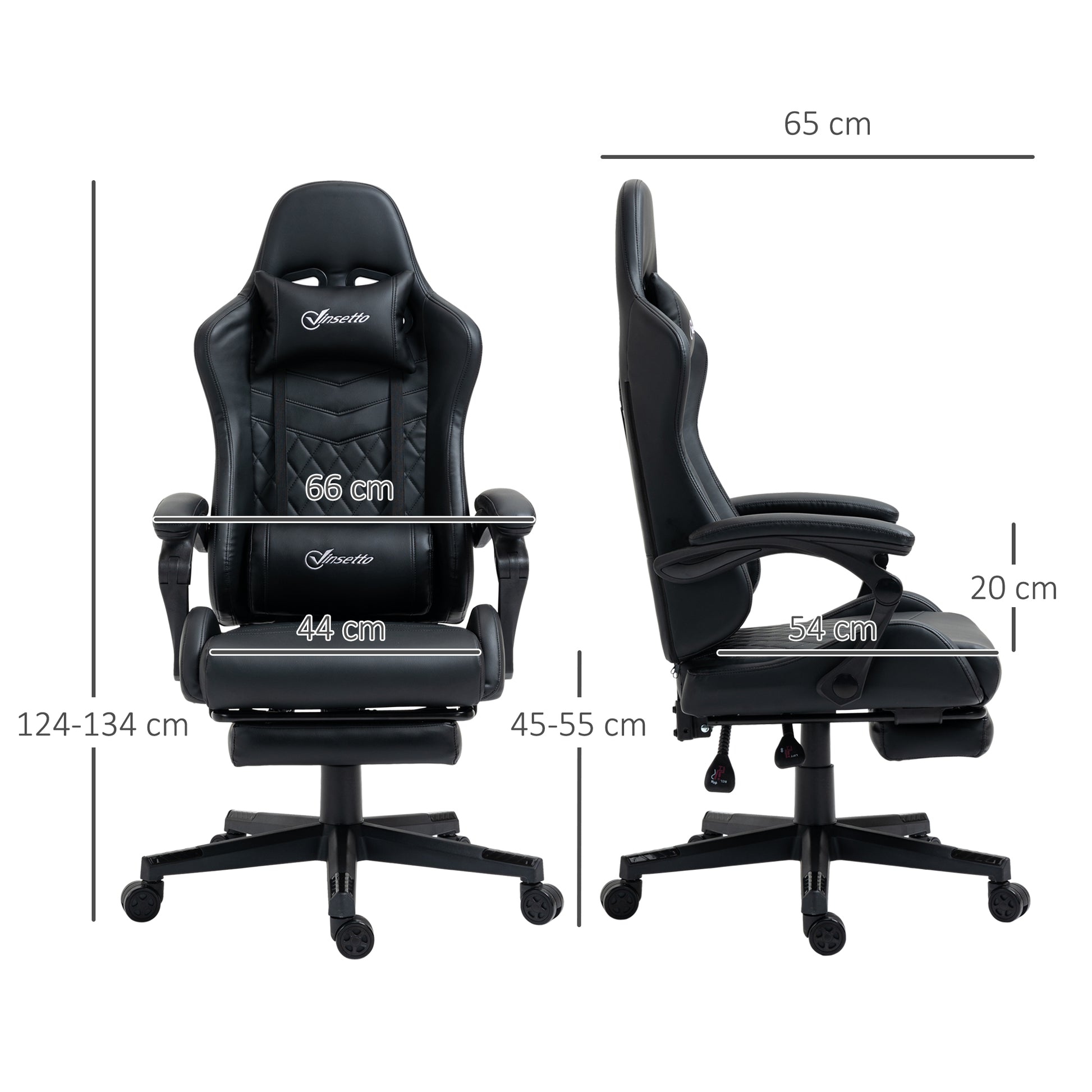 Image for Vinsetto Racing Gaming Chair with Swivel Wheel, Footrest, PU Leather Recliner Gamer Desk for Home Office, Black