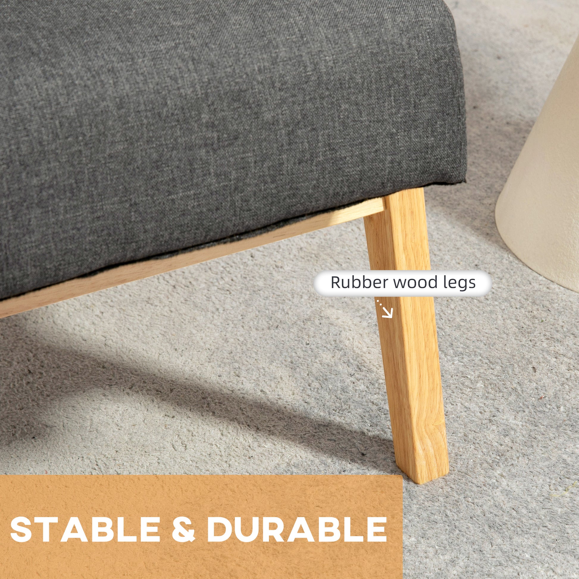 HOMCOM Set of 2 Accent Armchair, Living Room Chair, Wooden Upholstered Single Lounge Chair with Rubber Wood Legs and Padded Seat, Leisure Sofa Chair for Bedroom Office, Dark Grey - ChairwayUK