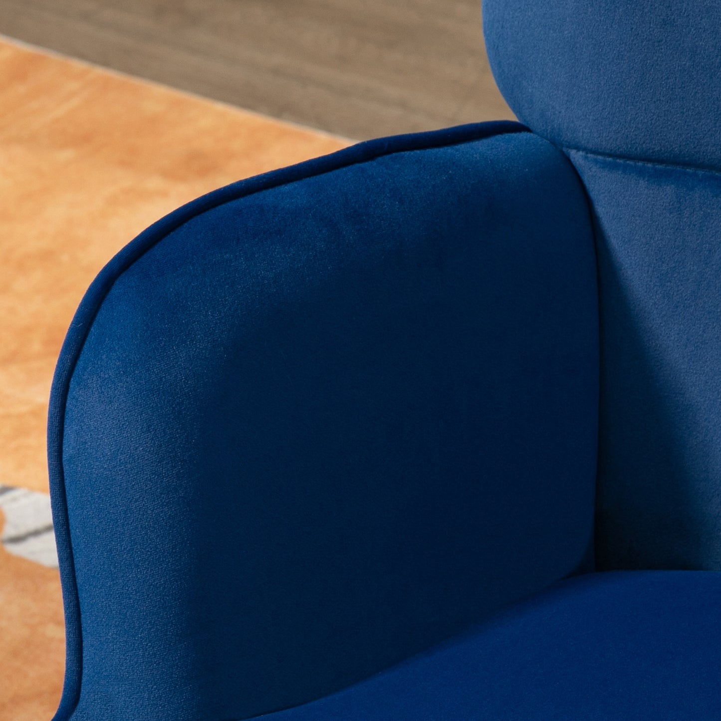 Modern Armchair with Footstool, Upholstered Accent Chair with Ottoman, Steel Legs, Velvet Wingback Chair for Living Room, Bedroom, Home Study
