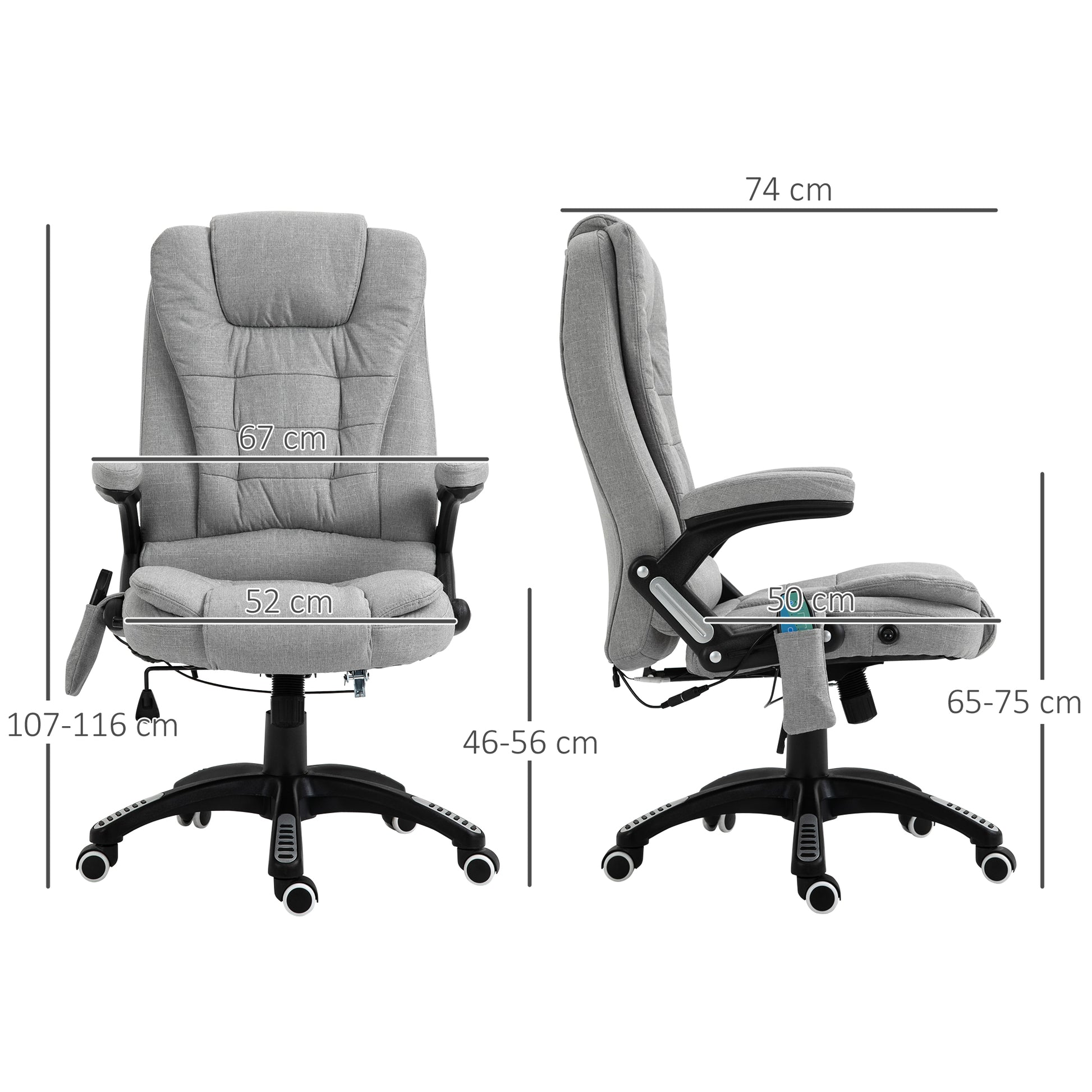 Image for Vinsetto Office Chair with Massager High Back Ergonomic Design with Heated Padded and 360° Swivel Base for Home Office, Gaming, Light Grey