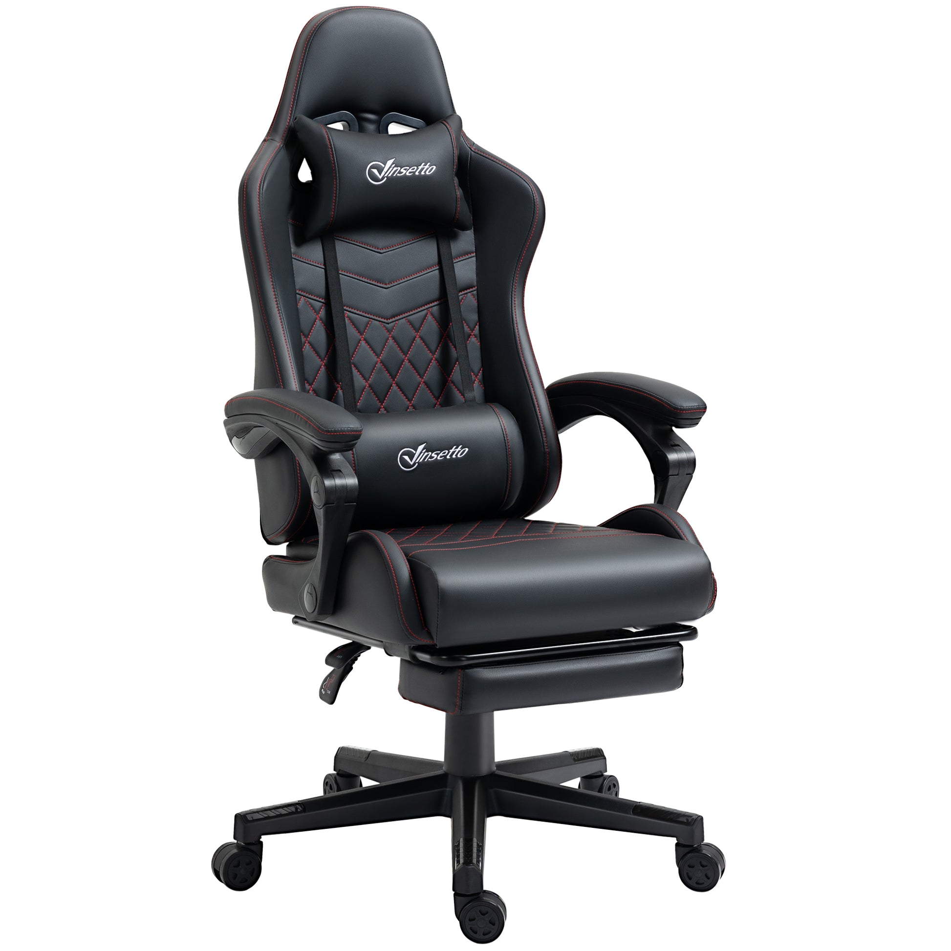 Image for Vinsetto Racing Gaming Chair with Swivel Wheel, Footrest, Faux Leather Recliner Gamer Desk for Home Office, Black