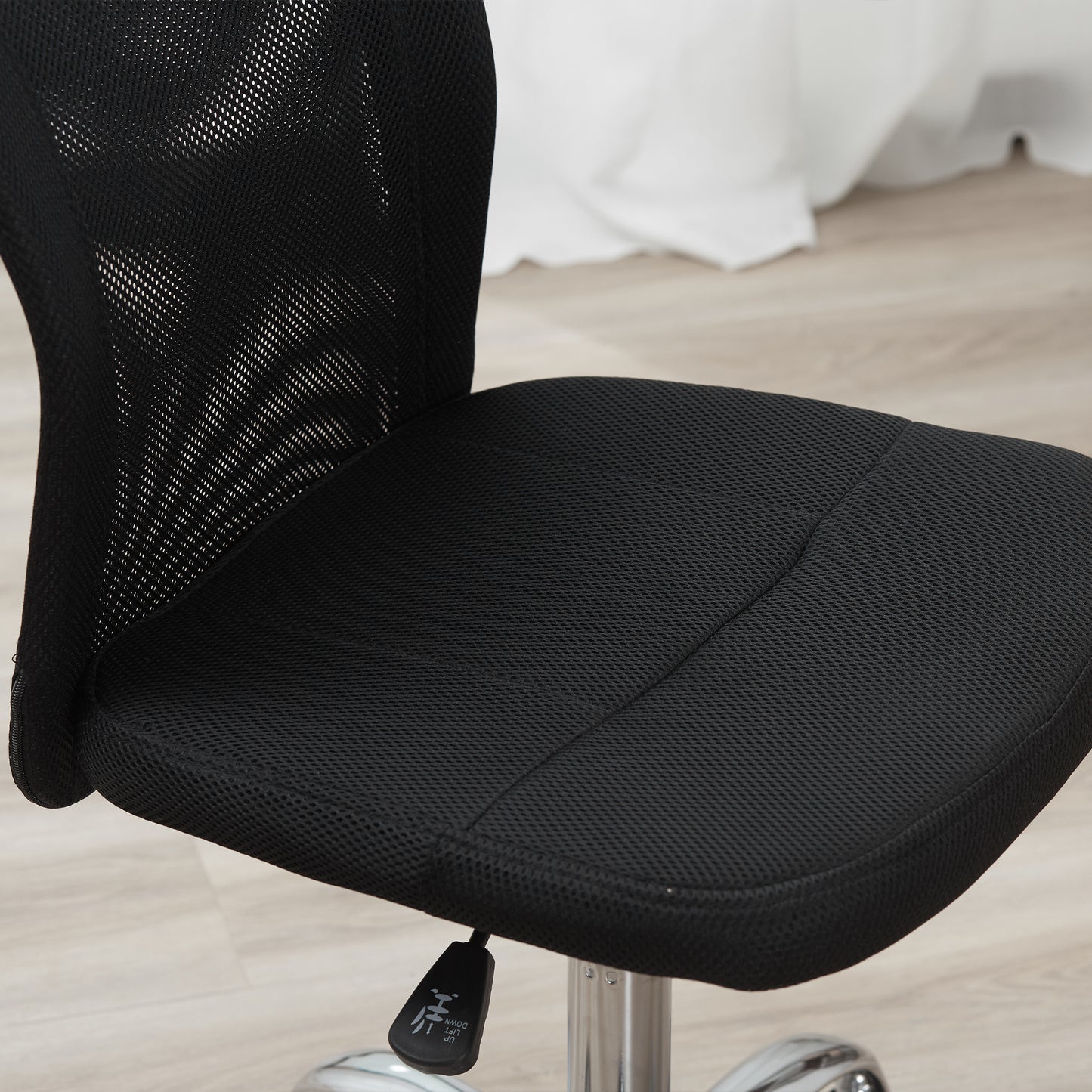 Image for Vinsetto Home Office Mesh Task Chair Ergonomic Armless Mid Back Height Adjustable with Swivel Wheels, Black