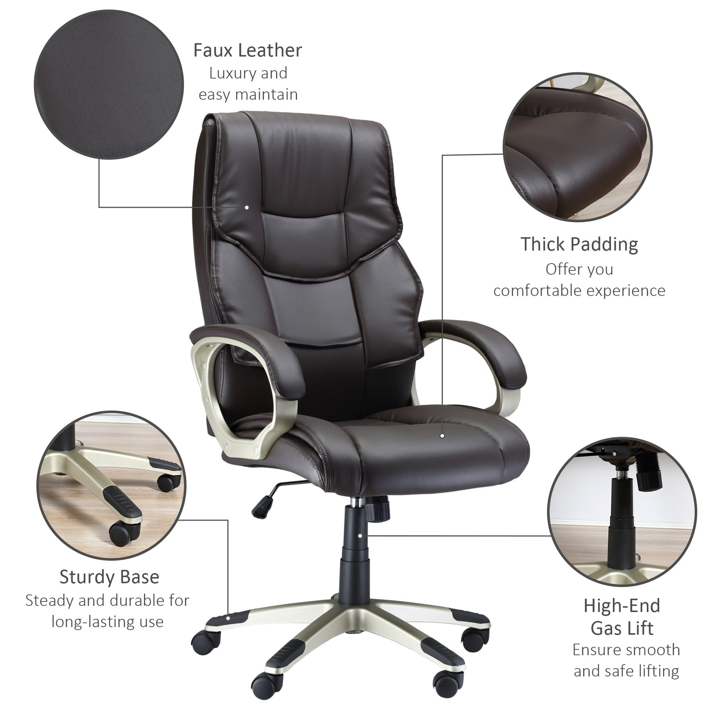 Homcom Office Chair - Desk Chair with Faux | ChairwayUK